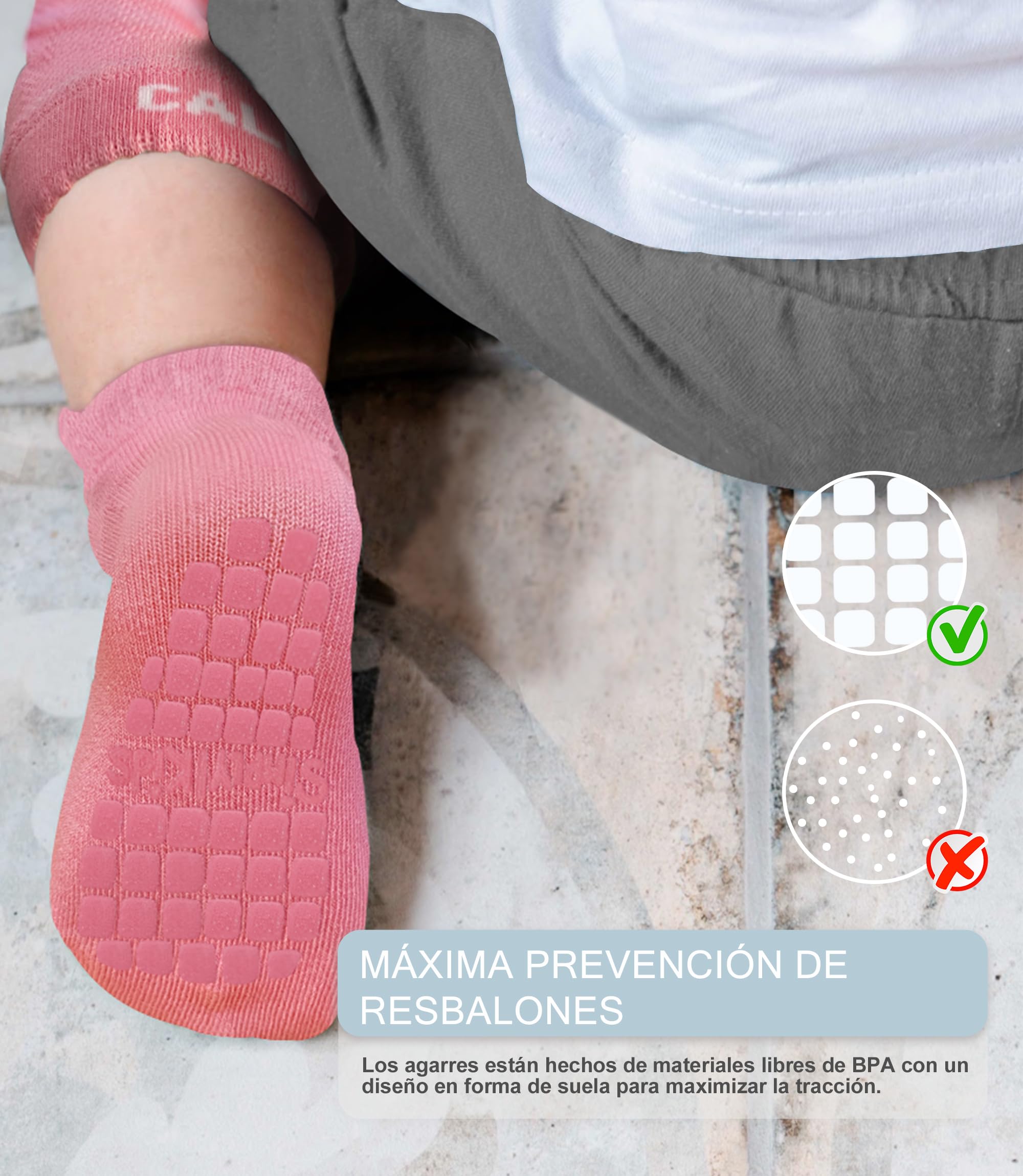 Simply Kids Calcetines Antideslizantes Bebe y Rodilleras Bebe Gateo (3 Pares) Calcetines Antideslizantes Niña y Niño 6-18 Meses
