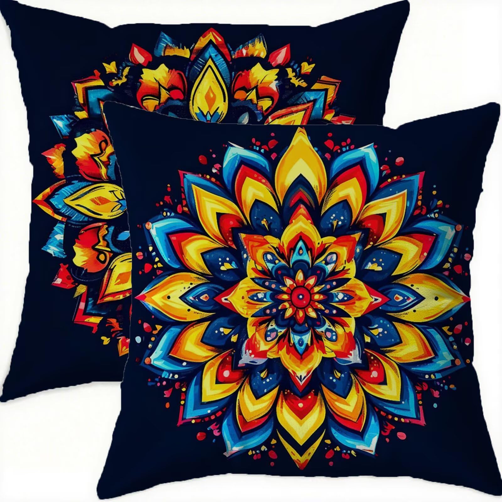 Housse coussin 60x60cm vintage velours taie oreiller bohémie lot 2