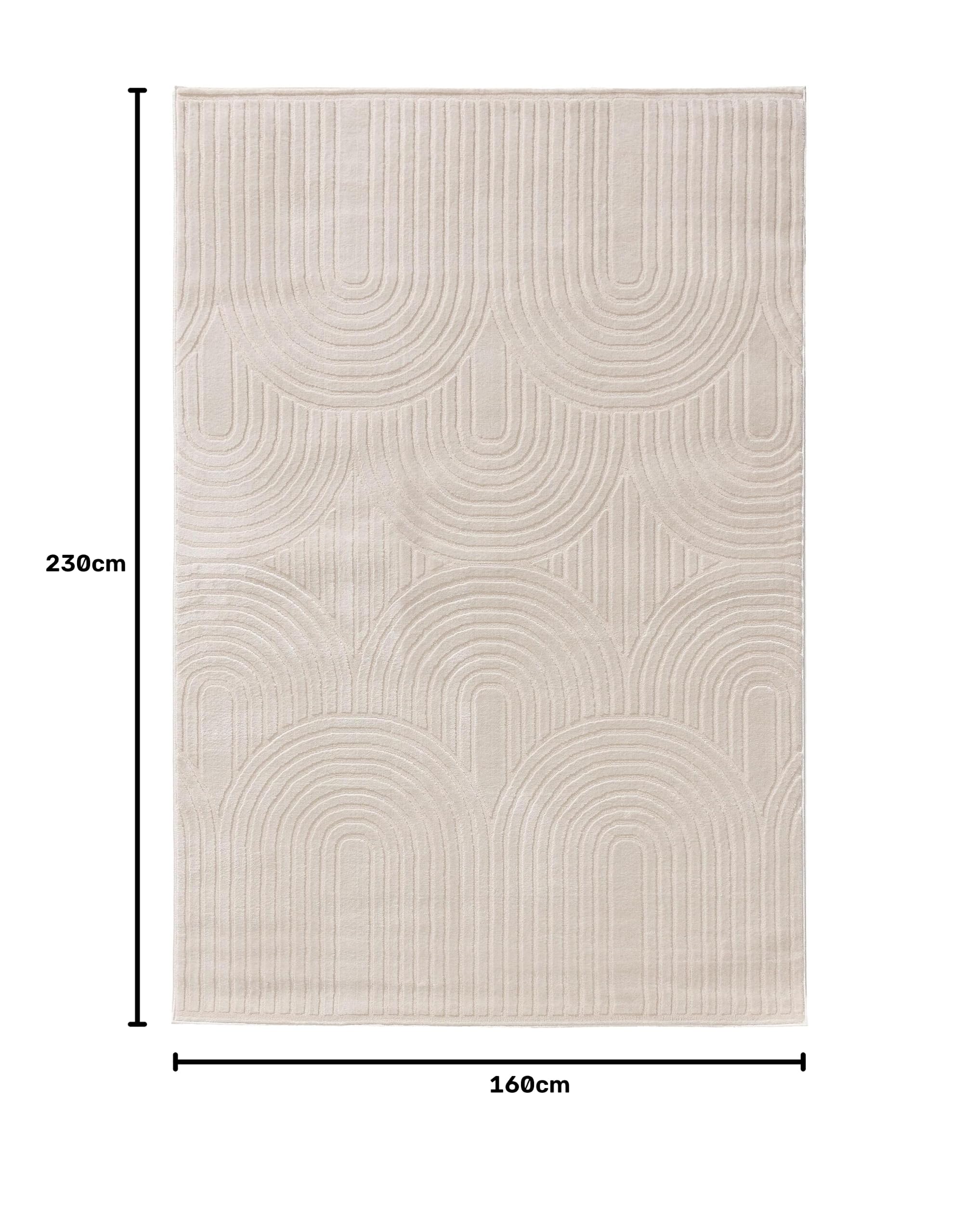 benuta Basic Tapis Salon Claire - Crème 160x230 cm - Minimaliste géométrique rétro - Facile Entretien - Compatible Chauffage - pour Chambre, Bureau, Couloir, Bebe