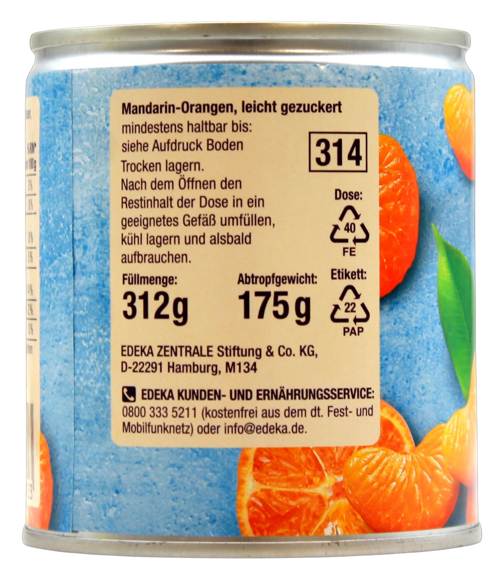 Herzstücke Mandarin-Orangen leicht gezuckert, 12er Pack (12 x 175g)
