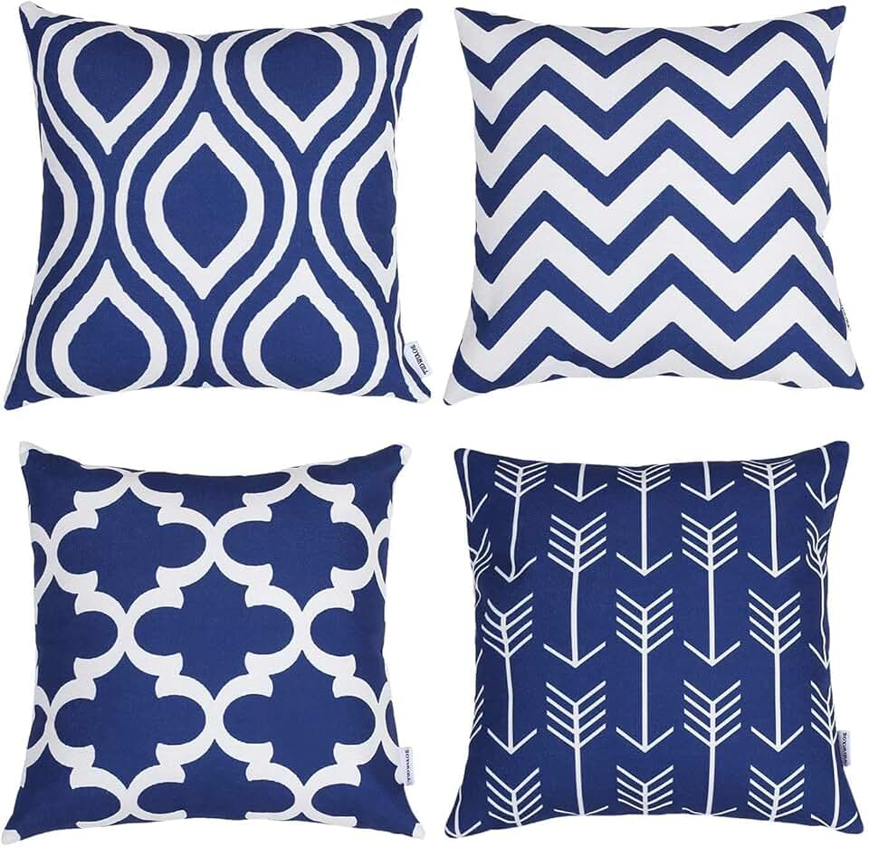 Amazon.co.uk blue and white cushions