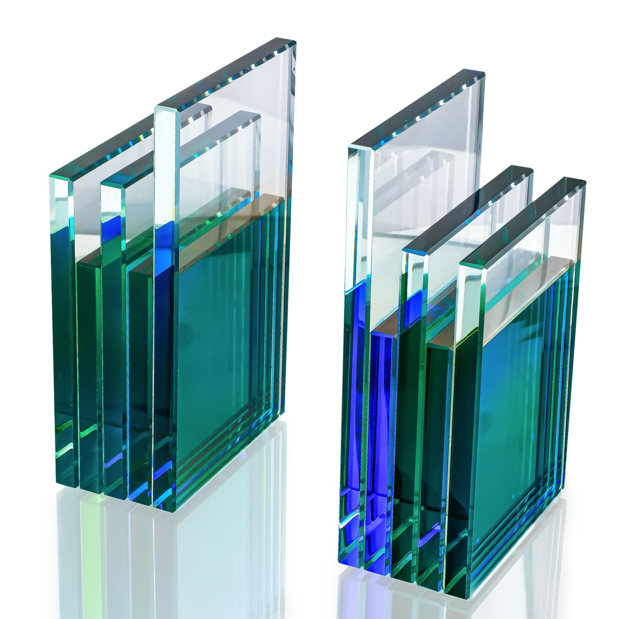 H&D HYALINE & DORA Pair Crystal Bookends Decorations Glass Book Ends Heavy Book Ends for Shelves Non-Skid Book Holders for Normal Books/CD/Video Games