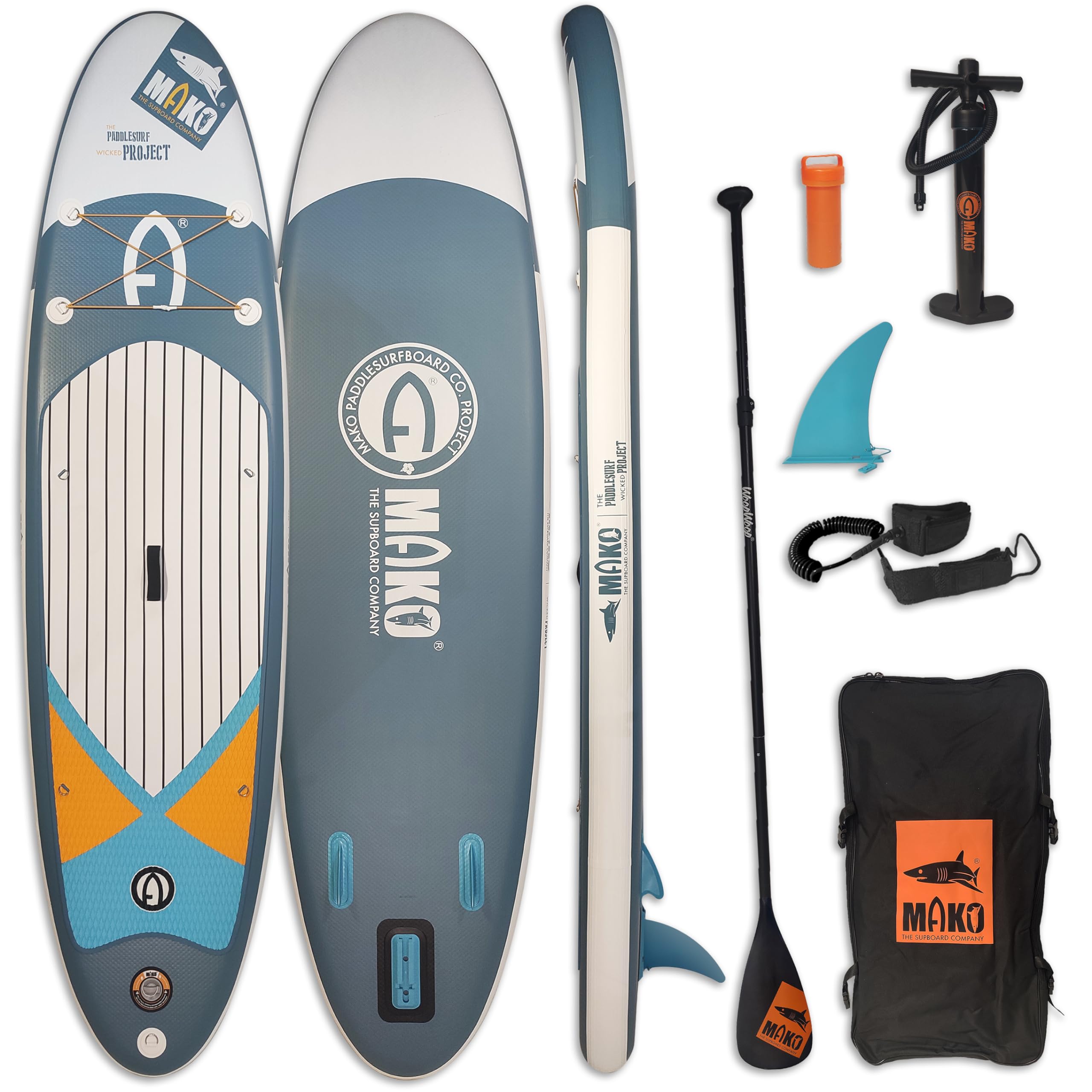 Tabla Paddle Surf Hinchable Mako 10´ Tabla PadelSurf Estable Resistente Tabla Hinchable de Paddle Surf con Accesorios Tabla PaddleSurf con Anillas Asiento Paddle Surf Iniciación
