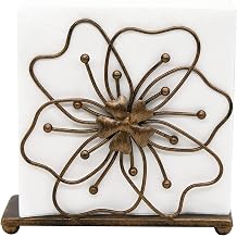 OwlGift Flower Style Napkin Holder, Freestanding Tissue Dispenser, Dining Table Napkin Storage for Home Kitchen Restaurant Picnic Party Wedding Housewarming Bronze