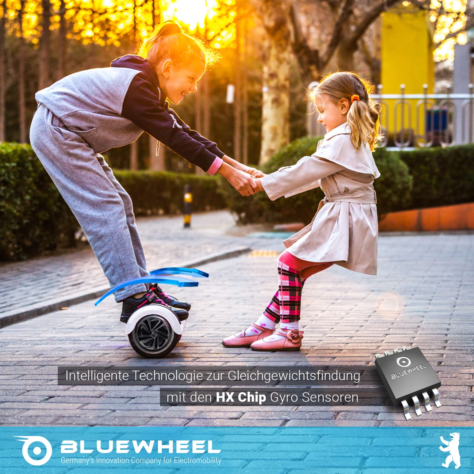 Bluewheel 6,5" Premium Hoverboard HX310s, Hoverboard Kinder, Elektro Board, Deutsches Qualitätsunternehmen, Bluetooth Lautsprecher, Starker Dual Motor, LED (Black)