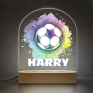 Beecreative Personalised Football Gifts For Boys, Football Night Light For Boys Kids, Football Desk Table Lamp LED Light, Football Bedroom, Footballer Gifts