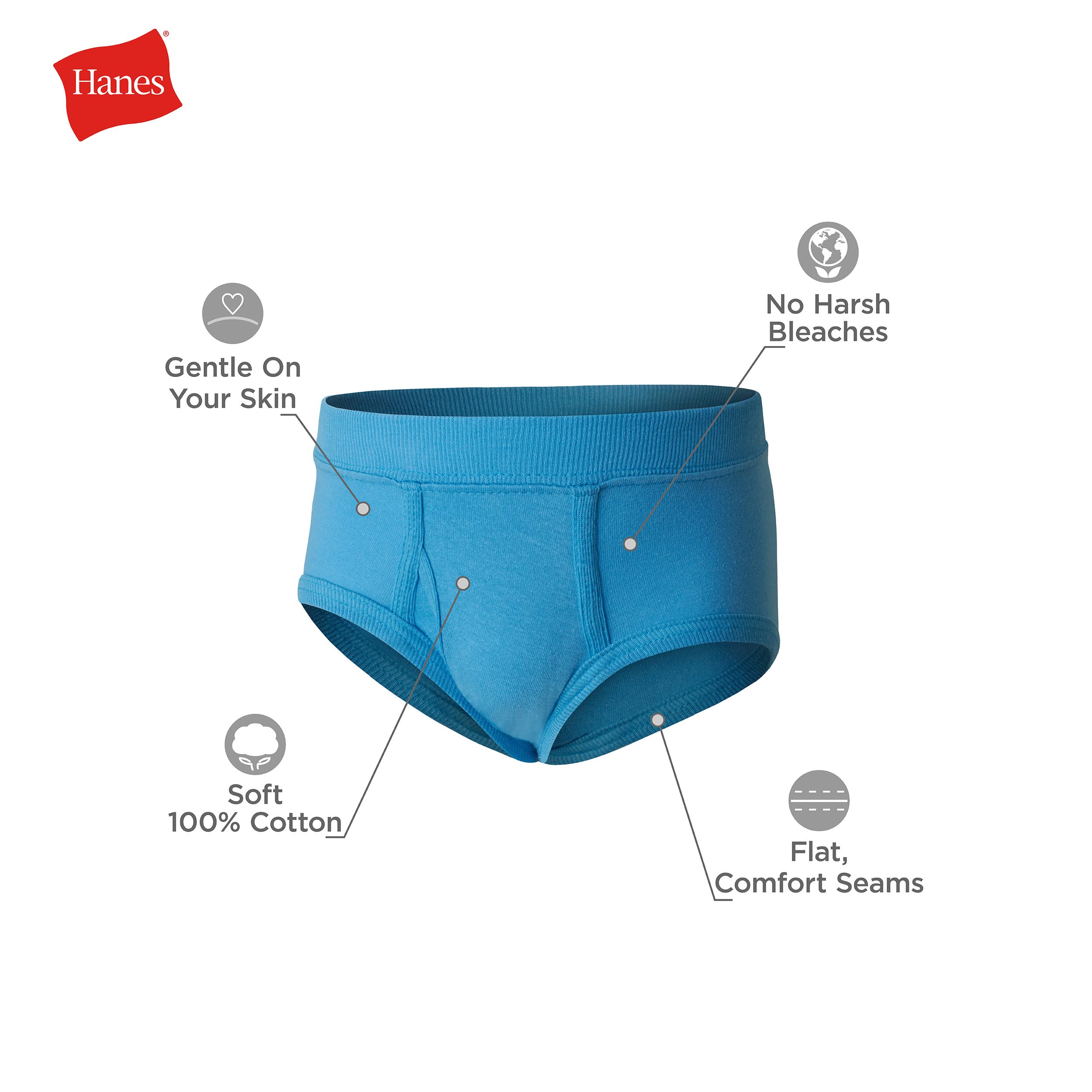 Hanes Toddler Boys' Underwear, Pure Comfort 100% Cotton Brief Underwear, 10-Pack, Assorted, 4T