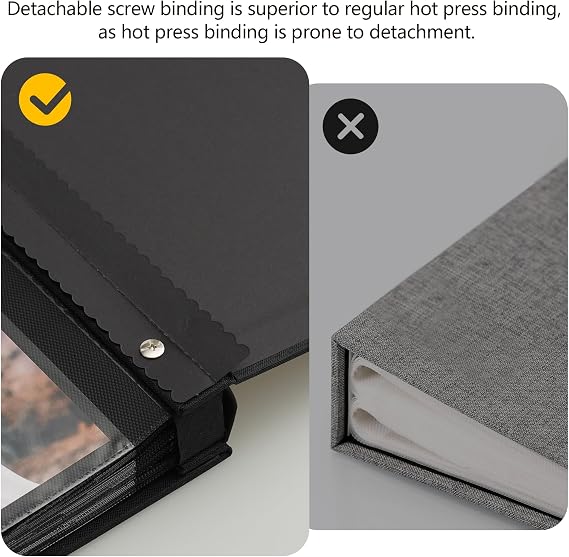 5x7 Photo Album 200 Photos, 2 Pictures Per Page, 200 Pockets Picture Album, Linen Fabric Cover Picture Book for Photos, Photo Album 5x7 for Wedding Travel Family Memories(Black)