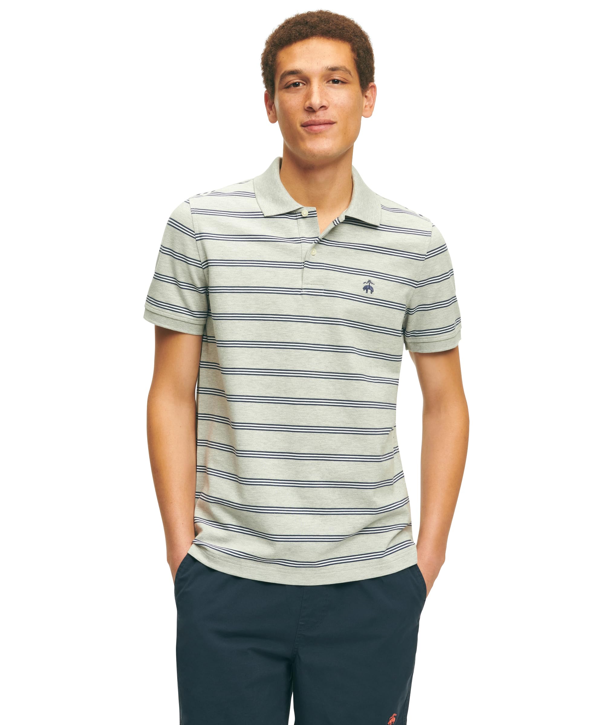 Brooks Brothers Short Sleeve Cotton Pique Stretch Logo Polo Shirt Polo a Maniche Corte con Logo Elasticizzato in Piquet di Cotone Uomo