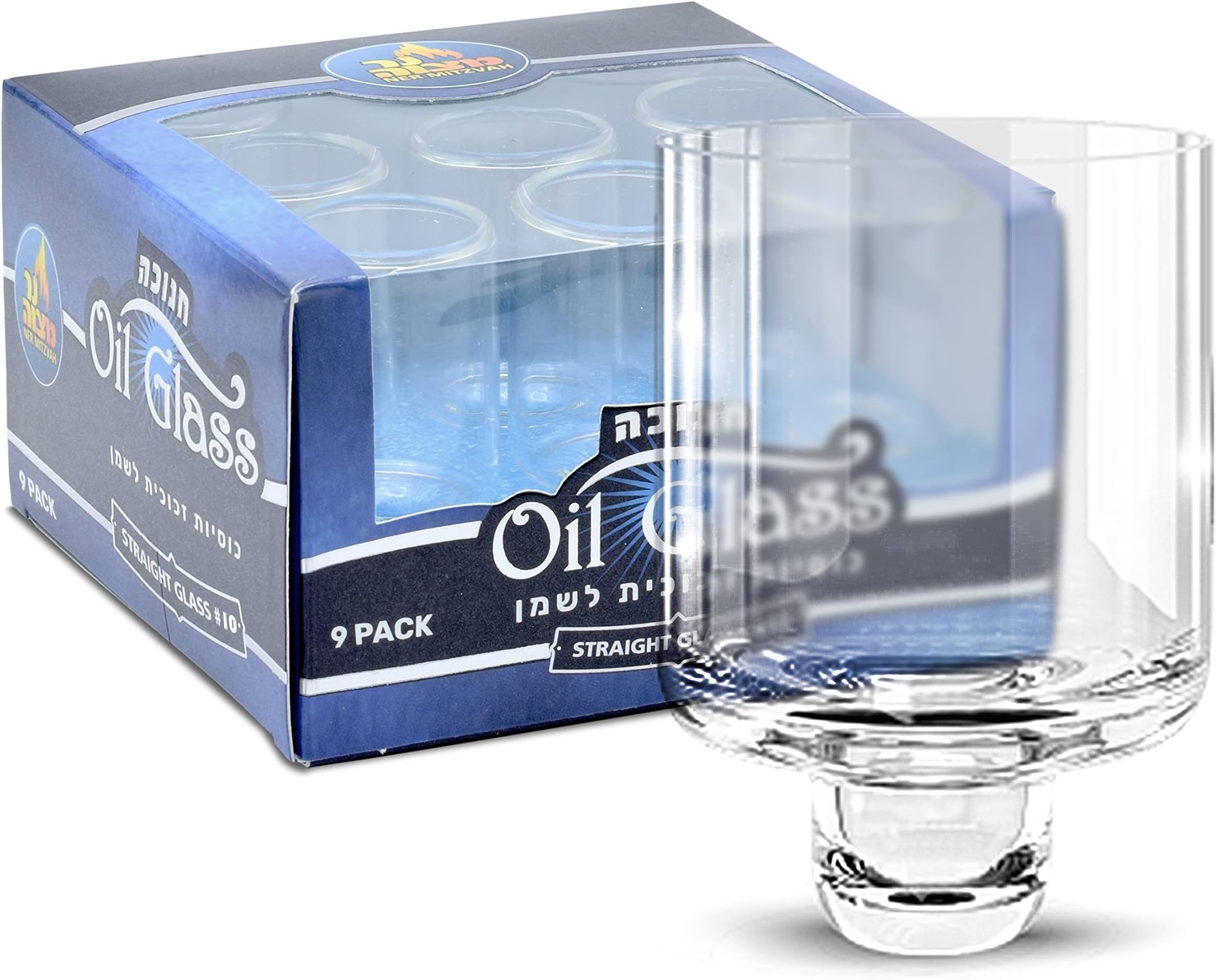 Hanukkah Menorah Glass Oil Cups – Elegant Holders for Oil for Shabbos and Chanukah – Durable Quality, Long-Lasting - (9 Pack)