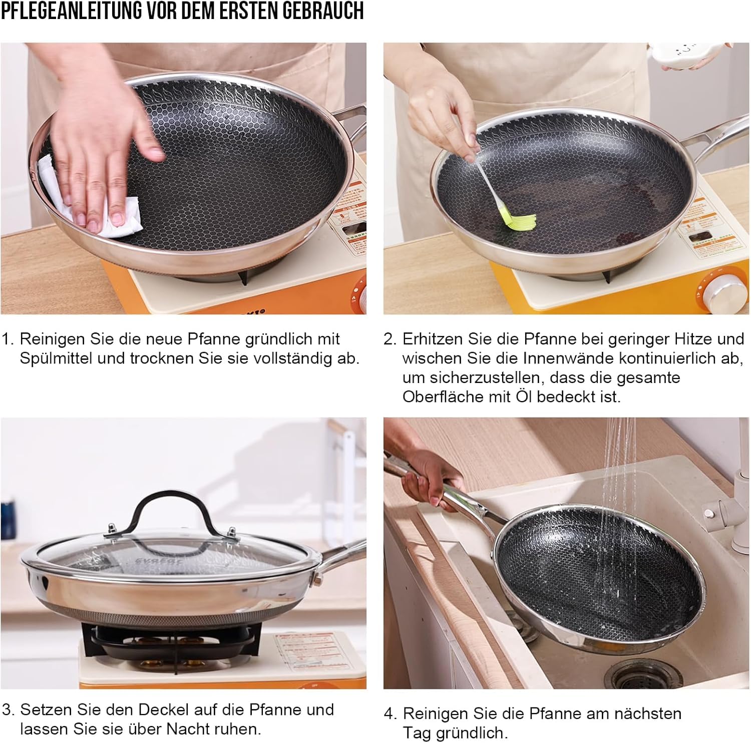 Patelnia ze stali nierdzewnej 24 cm z pokrywką