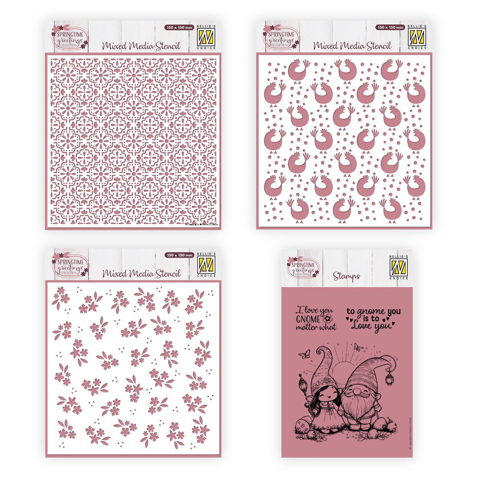 Nellie’s Choice Stencils and Clear Stamps for Spring and Easter - 6 Reusable Stencils and Silicone Stamps for Crafts, Scrapbooking, Stamping, Card Making Supplies and Other Papercrafts