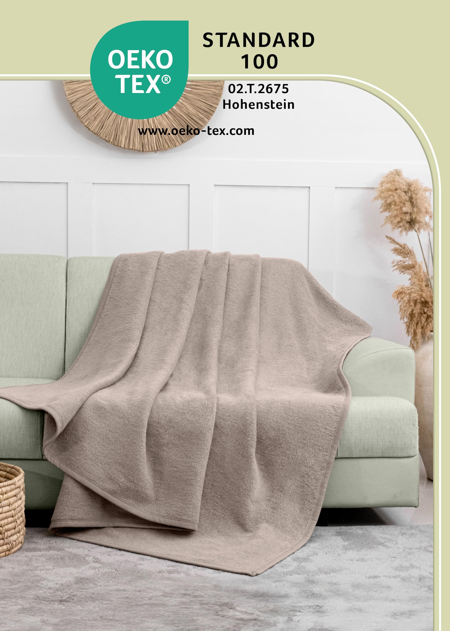 LAYNENBURG Premium Baumwolldecke 150x200 cm - Oeko-TEX 100 - Baumwollmix Kuscheldecke - Decke als Wohndecke, Sofa-Decke & Couchdecke - Wolldecke kuschelig-warm aus Baumwolle (Taupe)