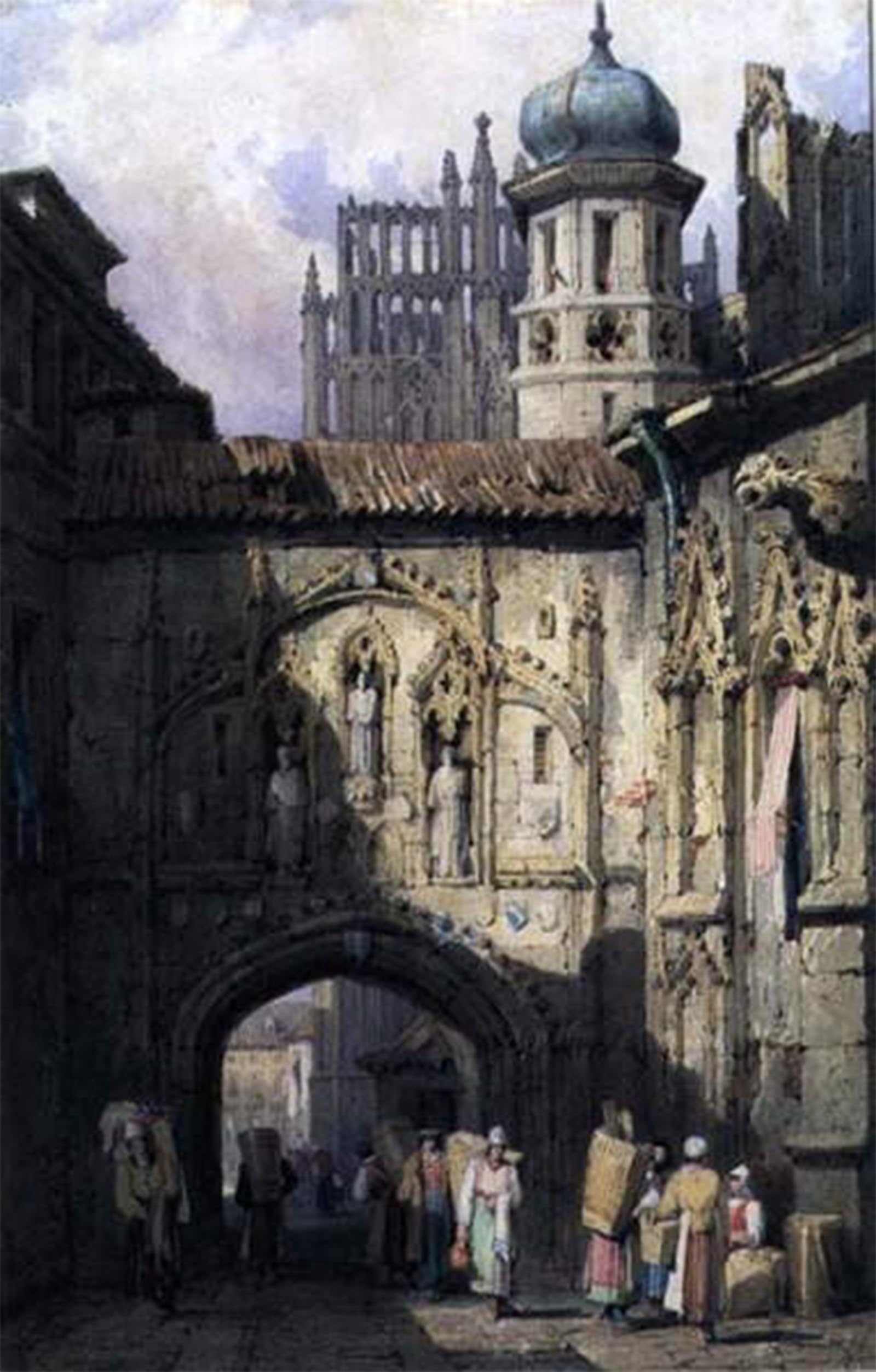 ARTXLXXBN Famous Prints Artwork Pictures Poster Painting Art a View in Nuremberg by Samuel Prout Artwork Landscape Pictures for Home Decor 60x90cm