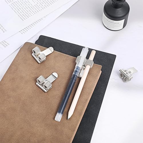 Miniatura 7 de 4 Pcs Metal Pen Holder Adjustable Spring Loop Pen Clip Universal Organizer Holder Clip for Notebook Clipboard Home Office Pocket School Journal