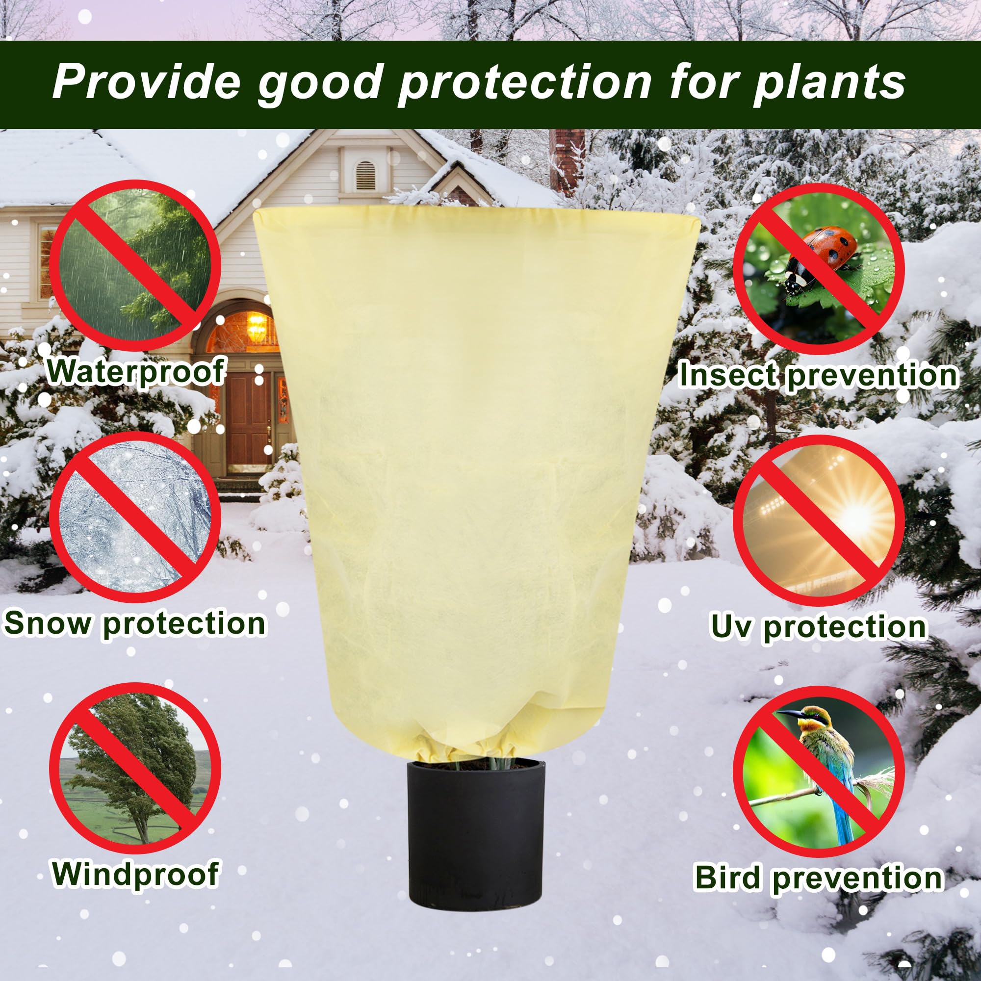 3 PCS Funda para Plantas 180x120cm 85g/m², Malla Antiheladas con Cremallera y Cordón, Manta Termica Plantas Resistente y Reutilizable, Cubre Plantas Invierno para Árboles y Arbustos