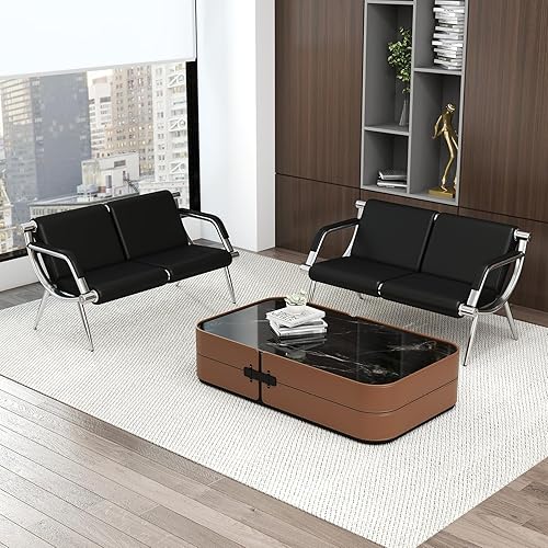 Kinfant Silla de sala de espera, muebles de recepción de oficina con reposabrazos y cojín de piel sintética, silla de invitados de oficina para sala