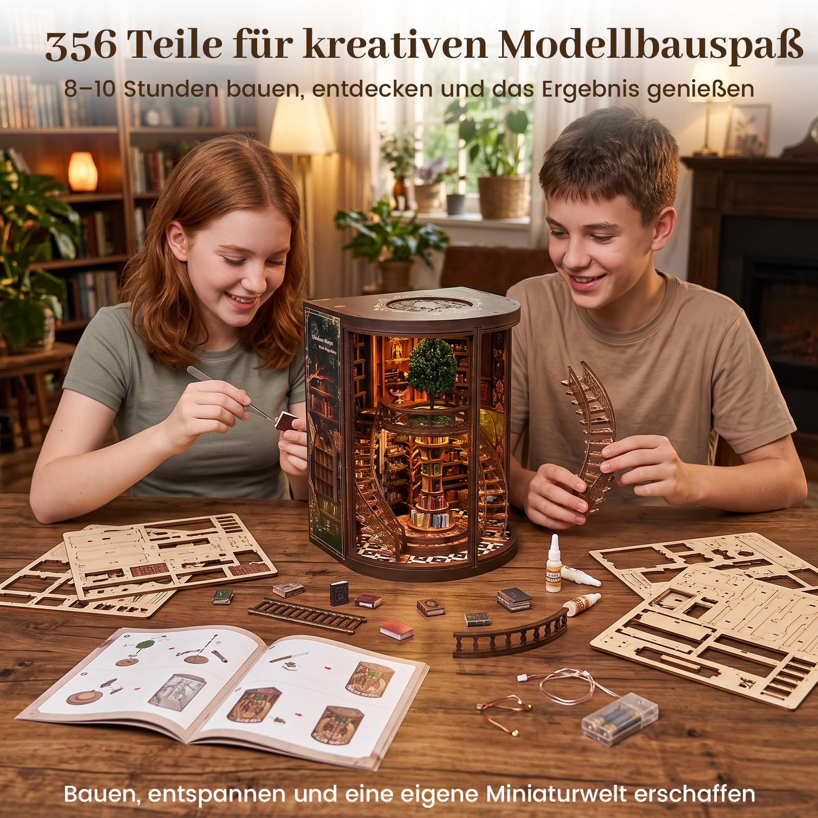 Kit Book Nook, 3D Puzzle en Bois & Serre-Livres
