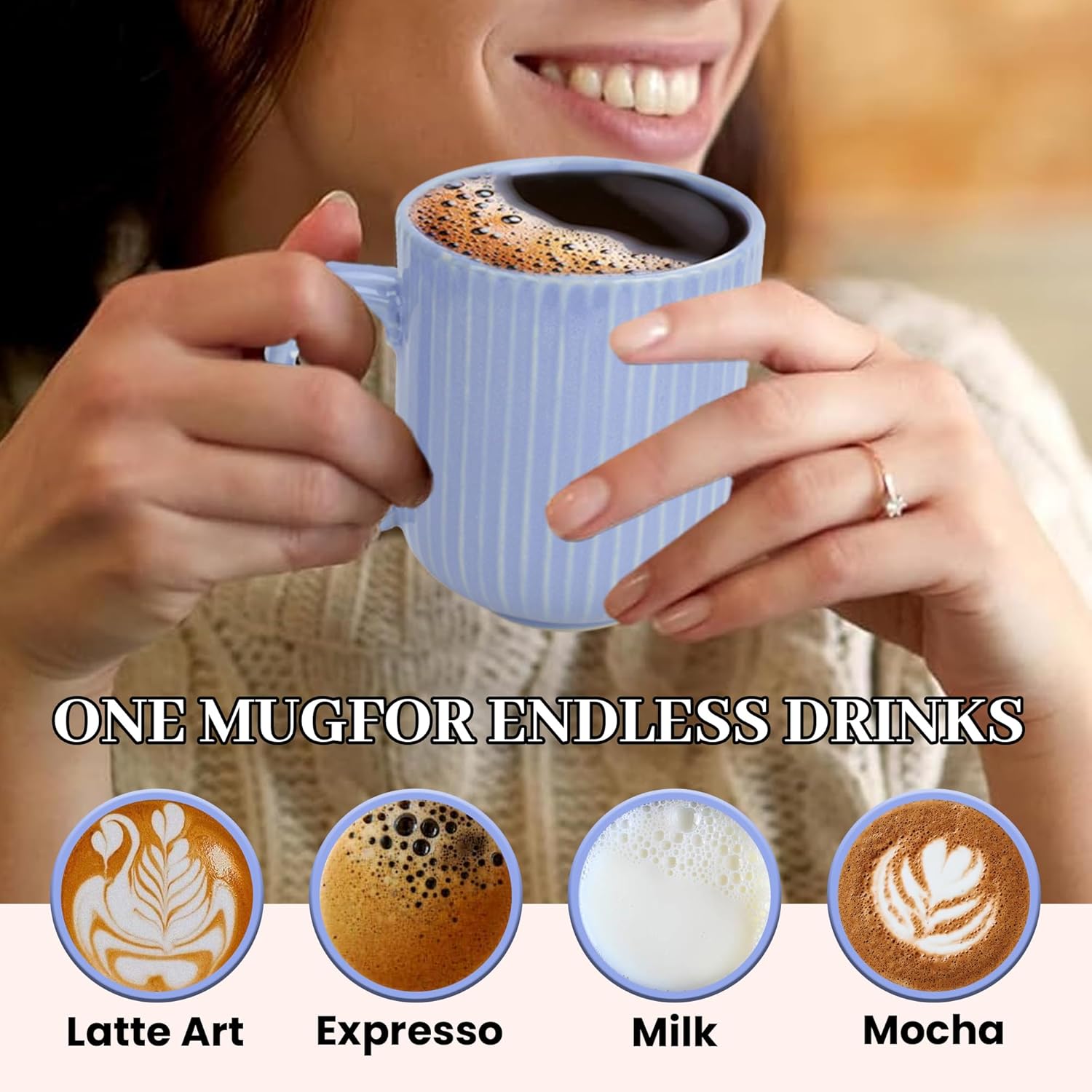 Ceramic Coffee Mugs with Handle Set – 2-Piece 11 Oz Ceramic Coffee Cups & 9" Tray, Handmade Cornflower Blue Color, Microwave Safe Gift Set for Tea Lovers, Home Kitchen Décor - Image 6