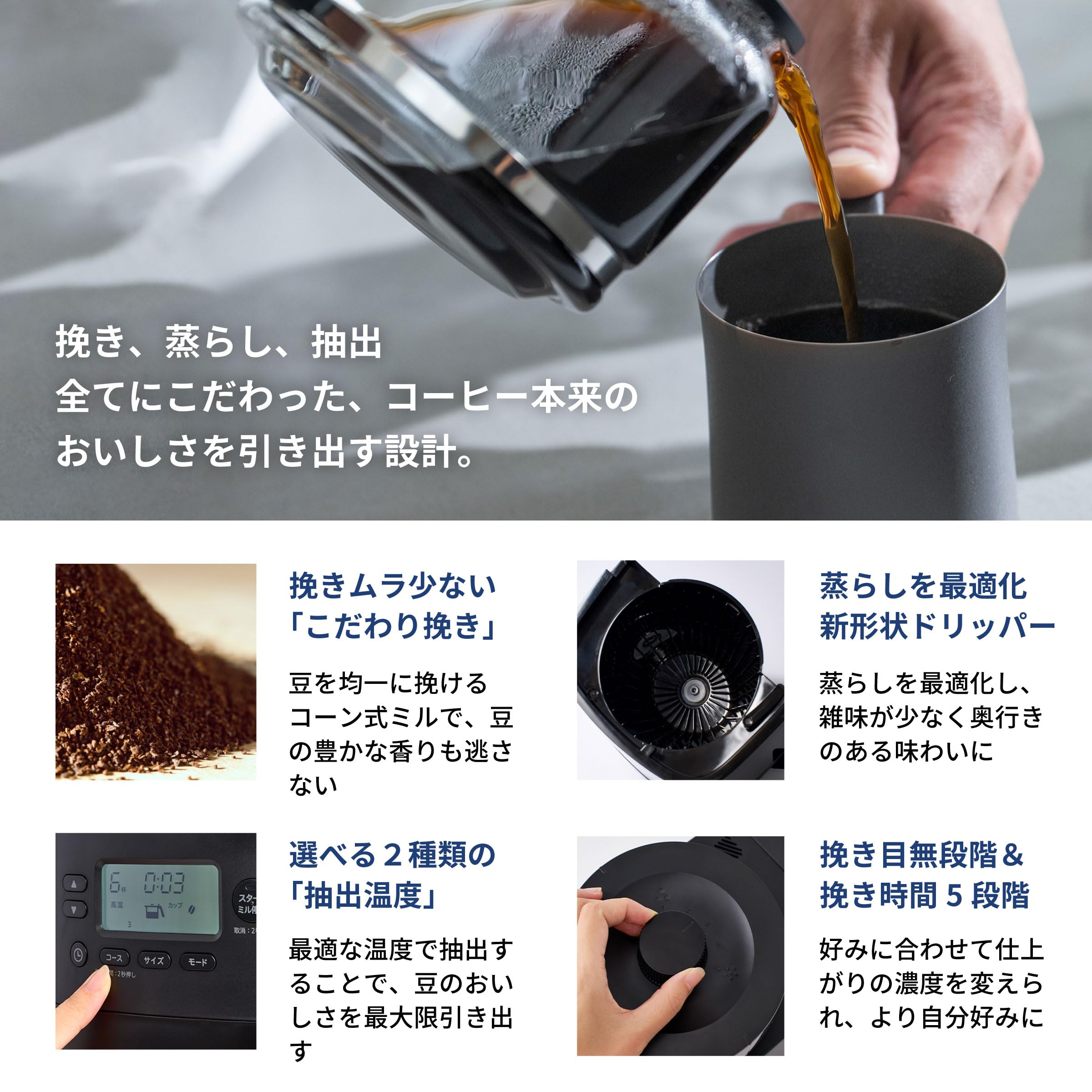 Amazon.co.jp: Siroca SC-C261 Cone Type Fully Automatic Coffee