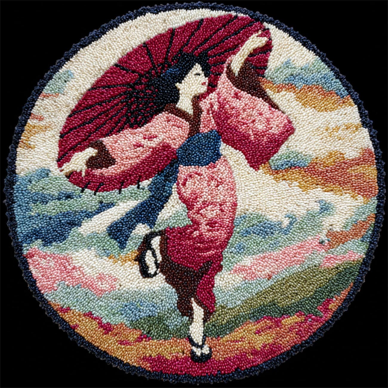Kitquiver Rug Making Kits Kimono Girl DIY Rug，Home Carpet Making Canvas Crochet Kits Needlework Crafts,Beginners Adults 60x60cm