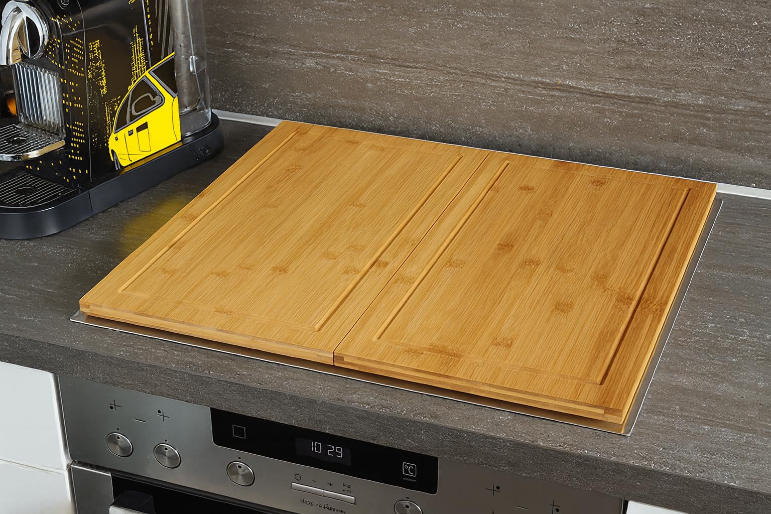 HeRo24 Herd Abdeckplatte 2er Set aus Bambus – Schneidbrett & Kochfeldabdeckung 50×28 cm – Universal Arbeitsflächenerweiterung, Messerschonend, Hygienisch & Robust.