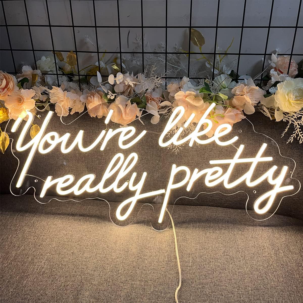 Neon Signs You are Like Really Pretty-Transparent Acrylic with Dimmers Light Signs Indoor Bedroom Decor Wall Led Neon Sign Backdrop Flex 25.5×11.8 IN Bar Christmas Party Wedding Living Room Warm White - Image 6