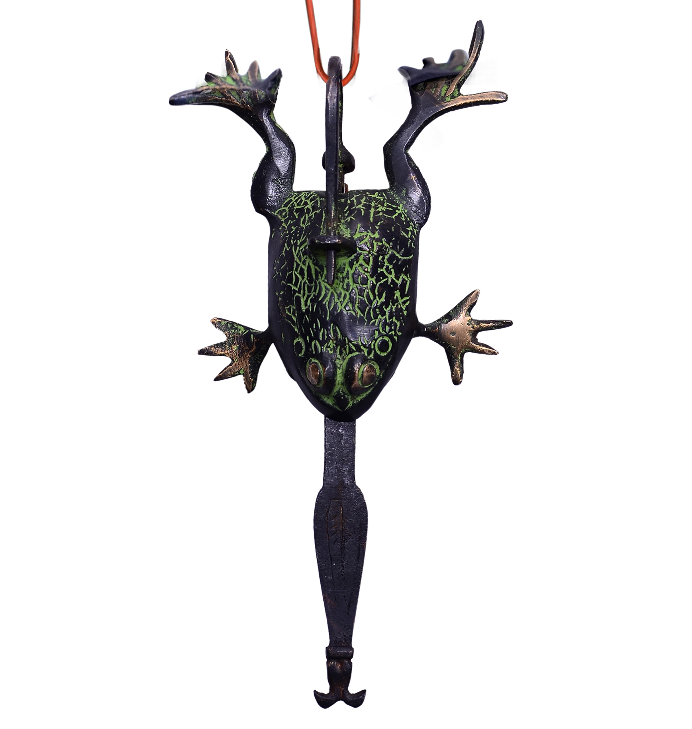 Purpledip Candado y llave de latón con acabado antiguo en diseño de rana de Prehistoric Period (10364)