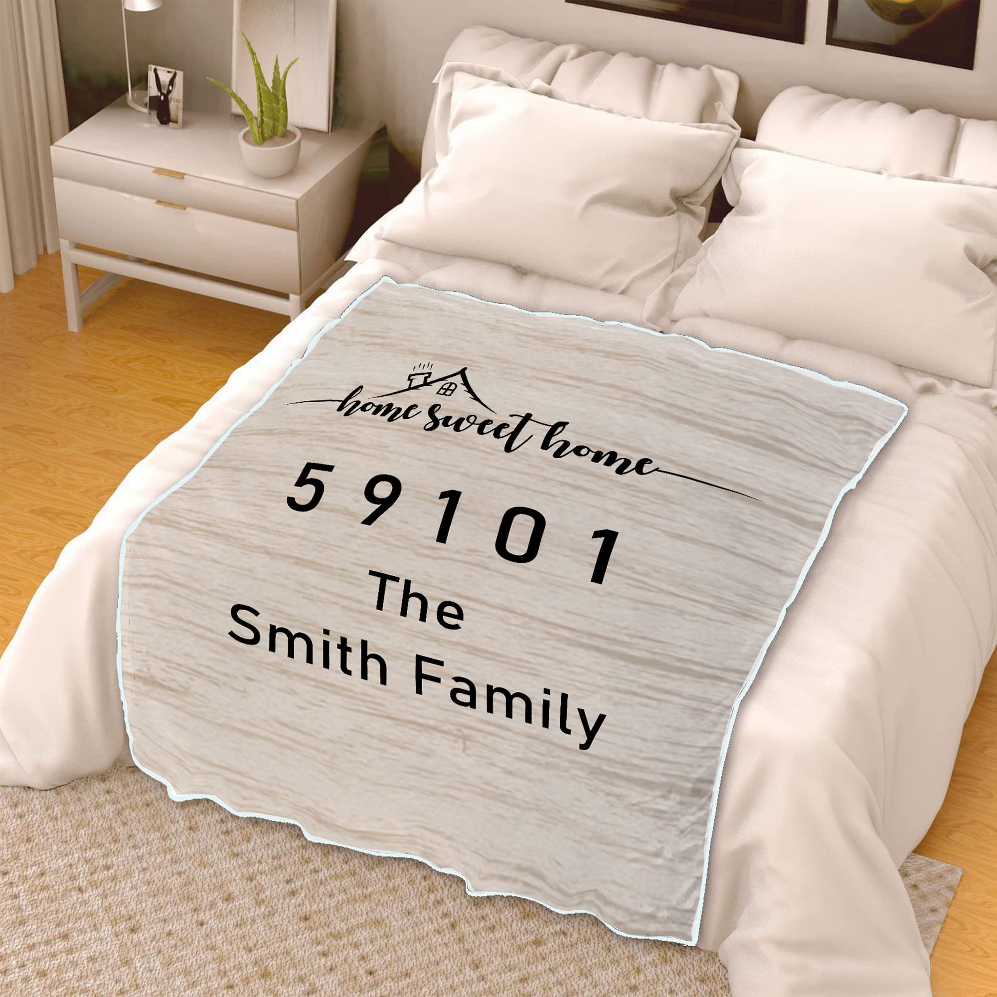 Manta personalizada con nombre de familia con código postal, manta personalizada con nombre familiar, manta personalizada con código postal, regalo personalizado, manta para mamá, regalo para papá,