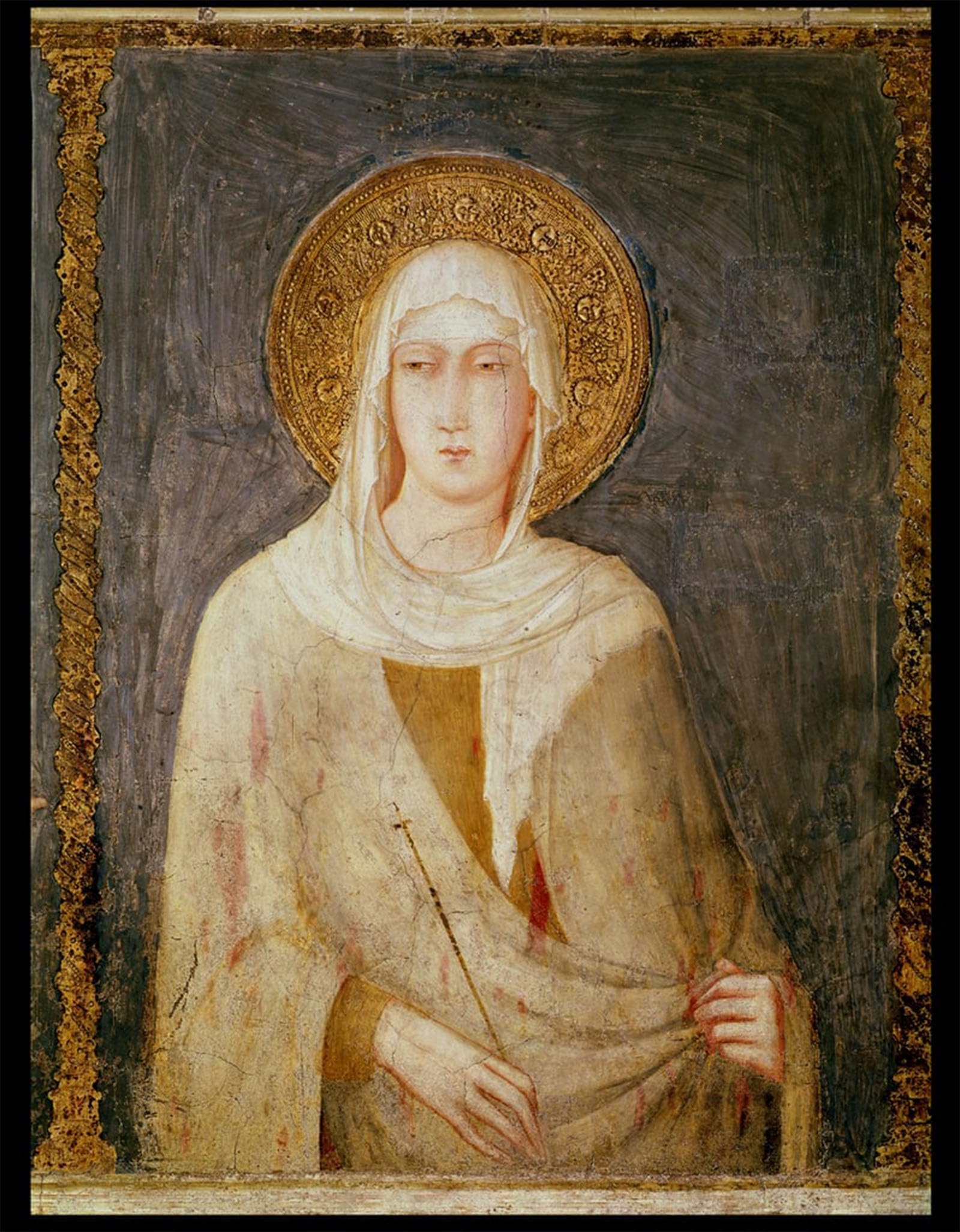 POSTERIIk Famous Modern Artwork Art Mural Five Saints Detail of St Clare by Simone Maritini Oil Paintings Pictures for Home Decor 60x90cm