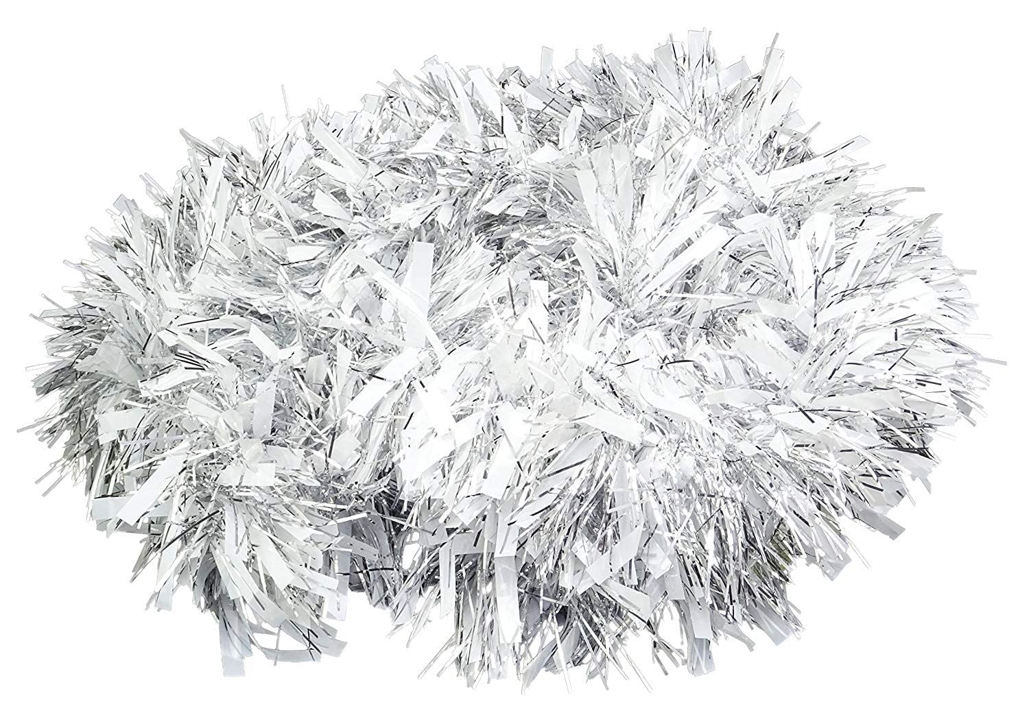 SHATCHI 16Pcs Silver White Christmas Tinsels 1.8m/6ft Xmas Metallic Chunky Tinsel Garland for Christmas Tree Hanging Decorations