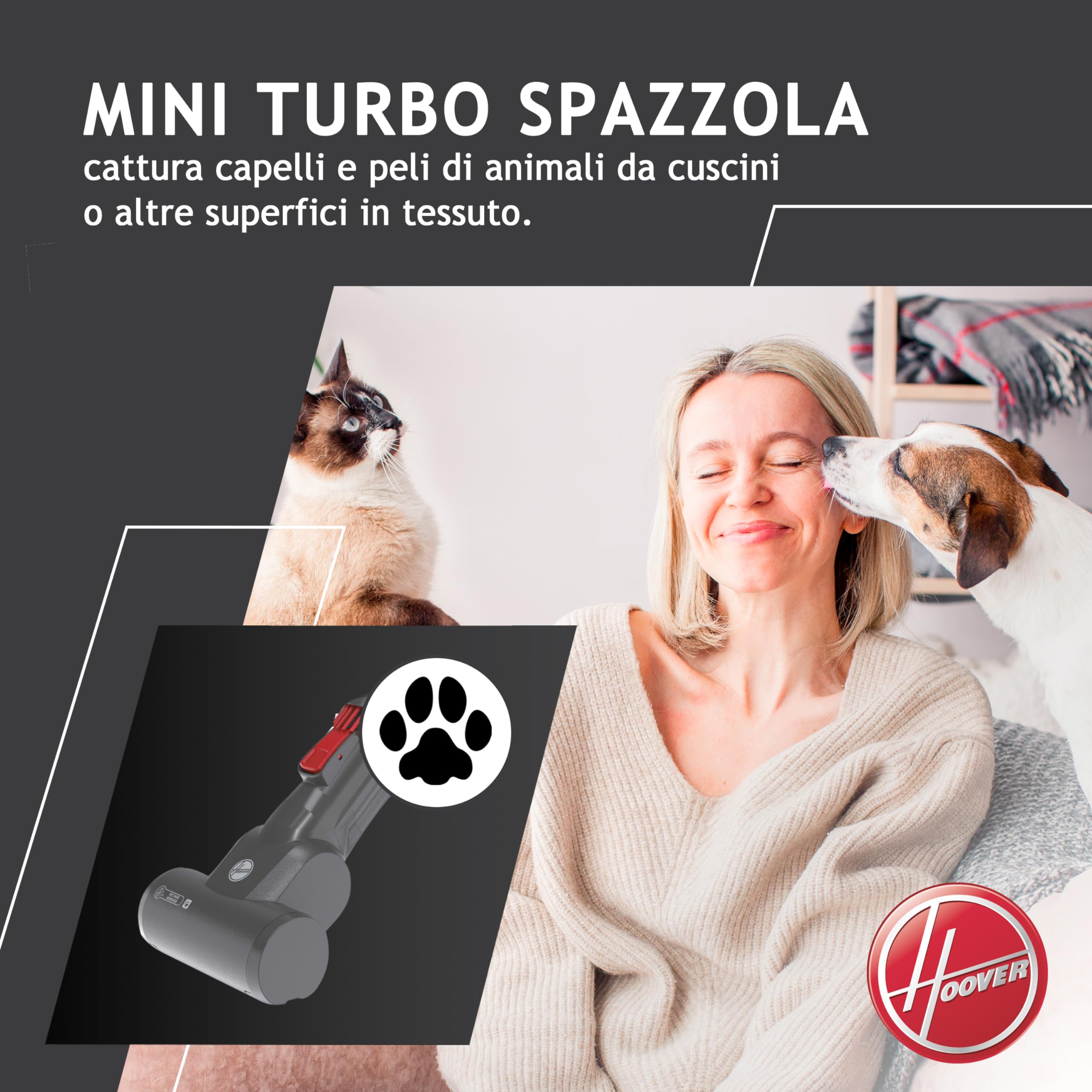 Hoover H-FREE 100 HF122GPT 011 Aspirapolvere Elettrica Senza Fili, Senza Sacco, 170W, 0,9 L, Ciclonico, Mini Turbo Spazzola, Autonomia 40 Min, Rosso