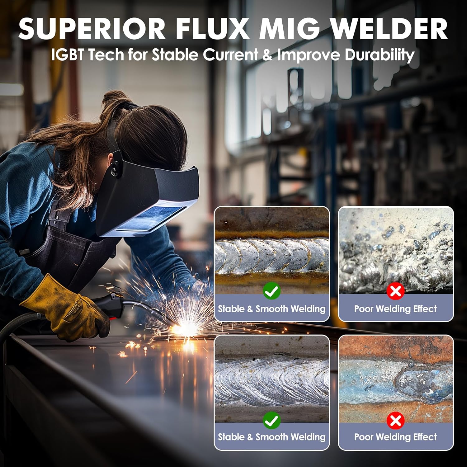 Flux Core Welder Wire .035 Diameter, E71T-GS Mig Welding Wire Gasless 2-Pound/1Kg Strong Spool, Self-shielded Mild Steel Compatible With Lincoln Miller Forney Harbor Welder
