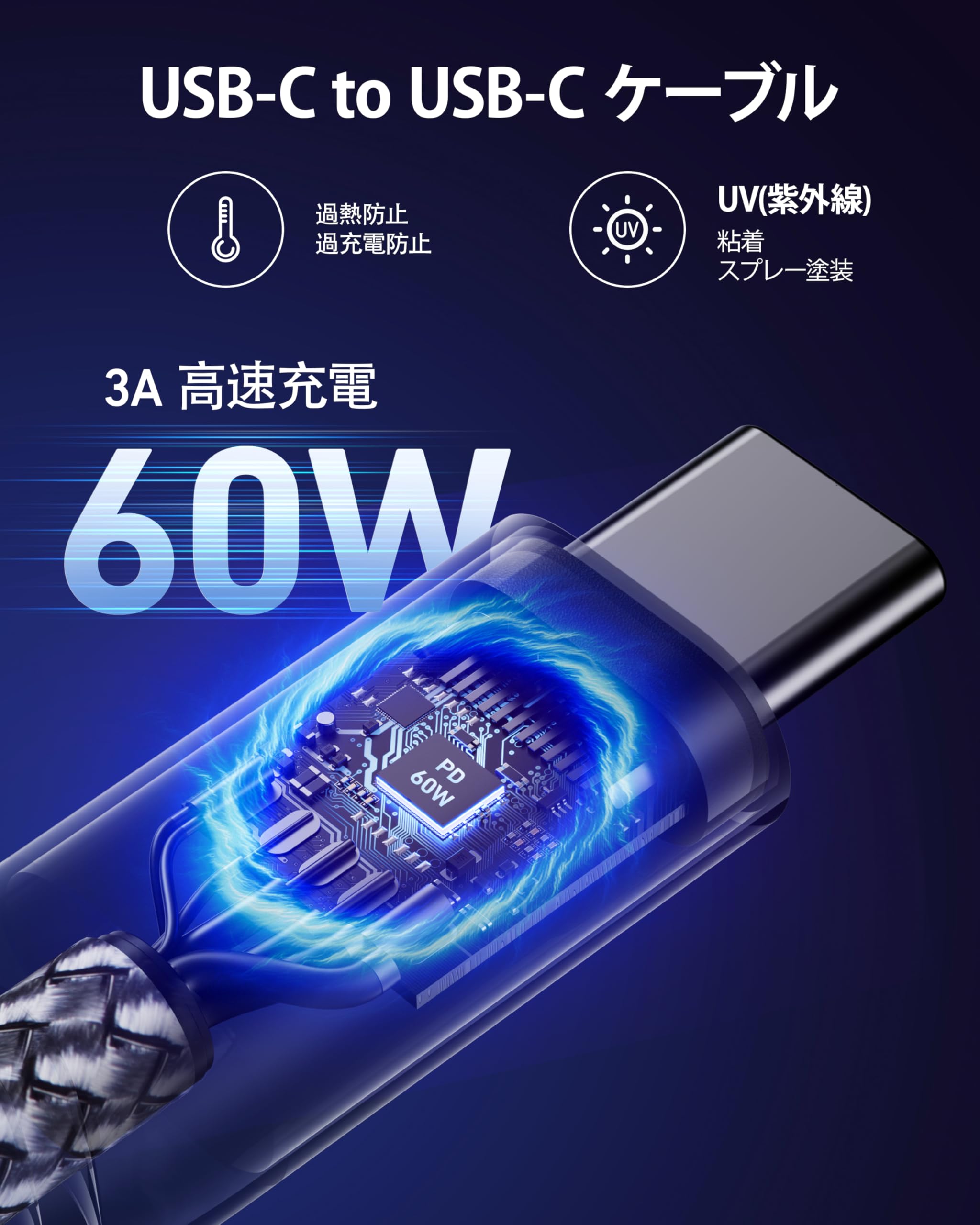 USB C ケーブル 3M 2本 60W急速充電 タイプC ケー ブル データ転送 断線防止 USBC iPhone 充電ケーブル タイプC USBケーブル iPhone17/16/15シリーズ/MacBook/iPad/Galaxy S24/Pixel/Google/HP/Switch等USB-Cデバイス対応