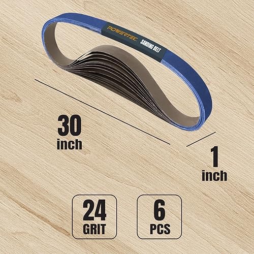 Miniatura 2 de POWERTEC 1 correa de lijado de circonitas de 30 pulgadas, lijadora de banda de grano 24 para lijadora de banda, lijadora de banda y disco,