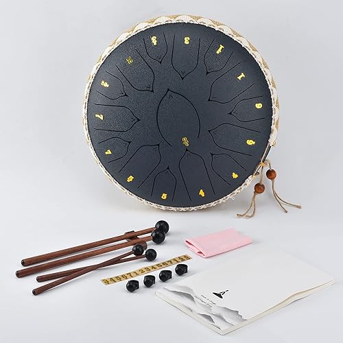 Miniatura 2 de ZXZYHFTY Tambor de lengua de acero, tambor de mano de acero de 13 pulgadas con bolsa, libro de música, baquetas, soporte de mazo y paletas, para