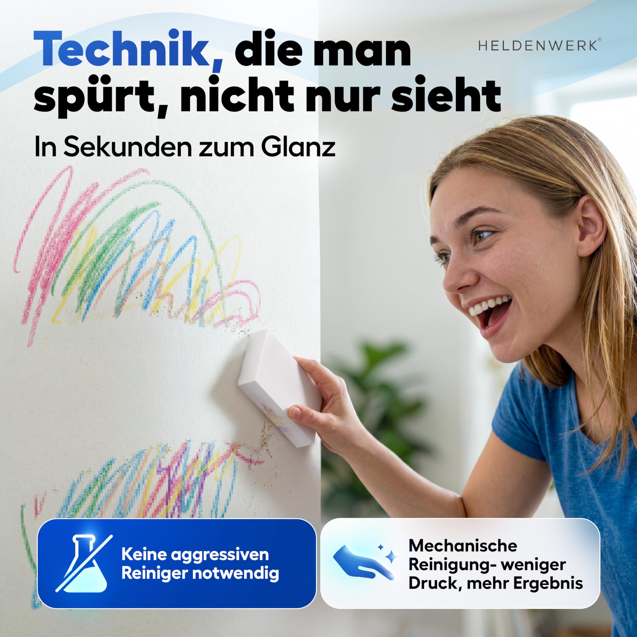 HELDENWERK® Gomma per cancellare lo sporco [18+2 Extra] Spugna per cancellare le macchie più ostinate – Magic Eraser & Spugna magica per pareti, cucina, bagno e sneaker, extra resistente