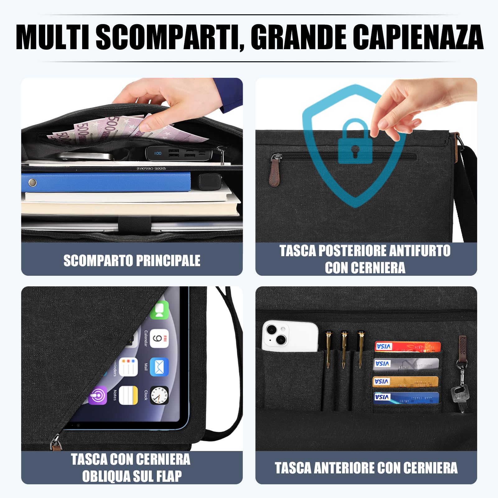 Eshow Borsa a Tracolla da Uomo di Tela Messenger Stile Retro'per l'uso Quotidiano della Scuola Outdoor Trekking