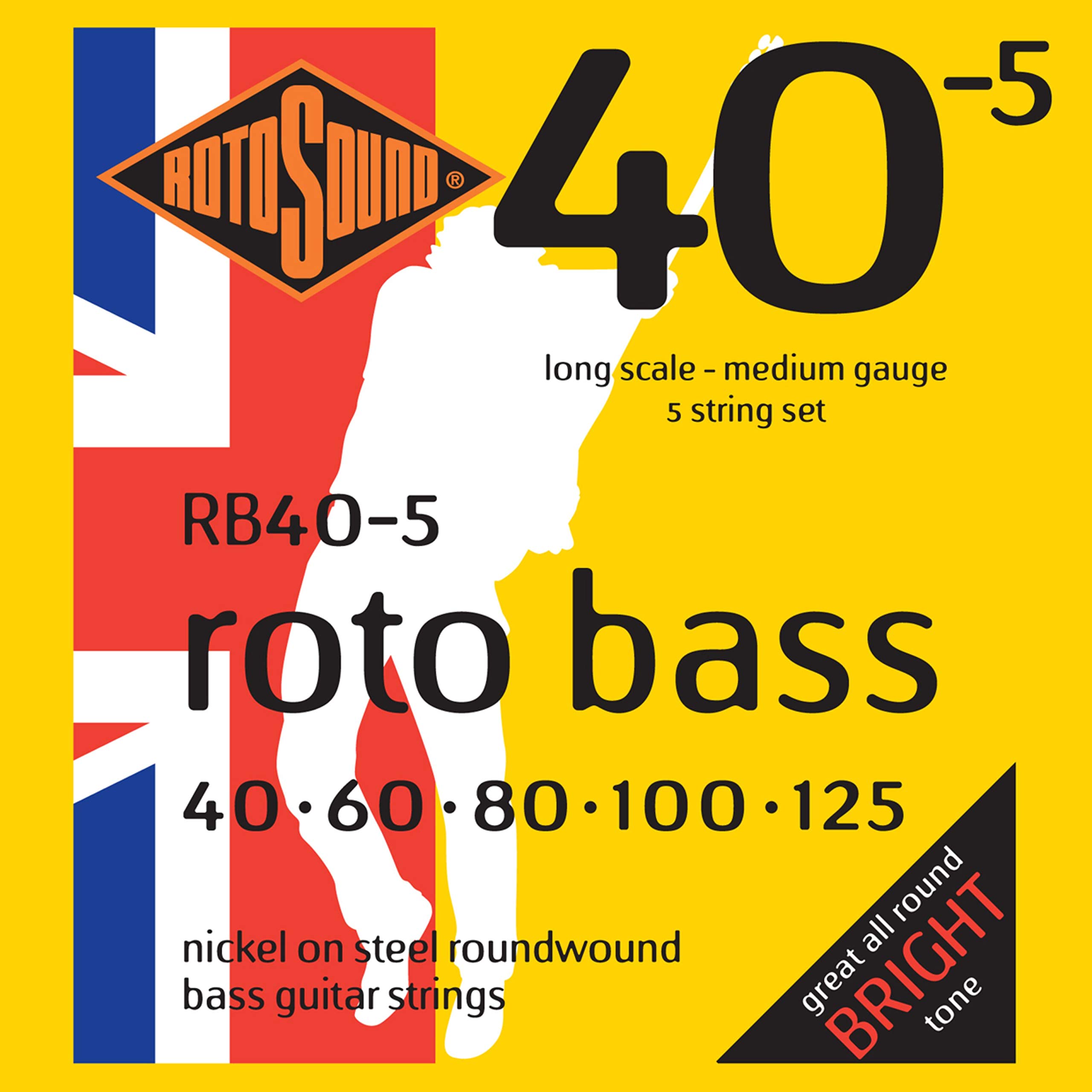 Rotosound Roto Bass Nickel 5-String Long Scale Bass Strings (40 Medium Rb40-5