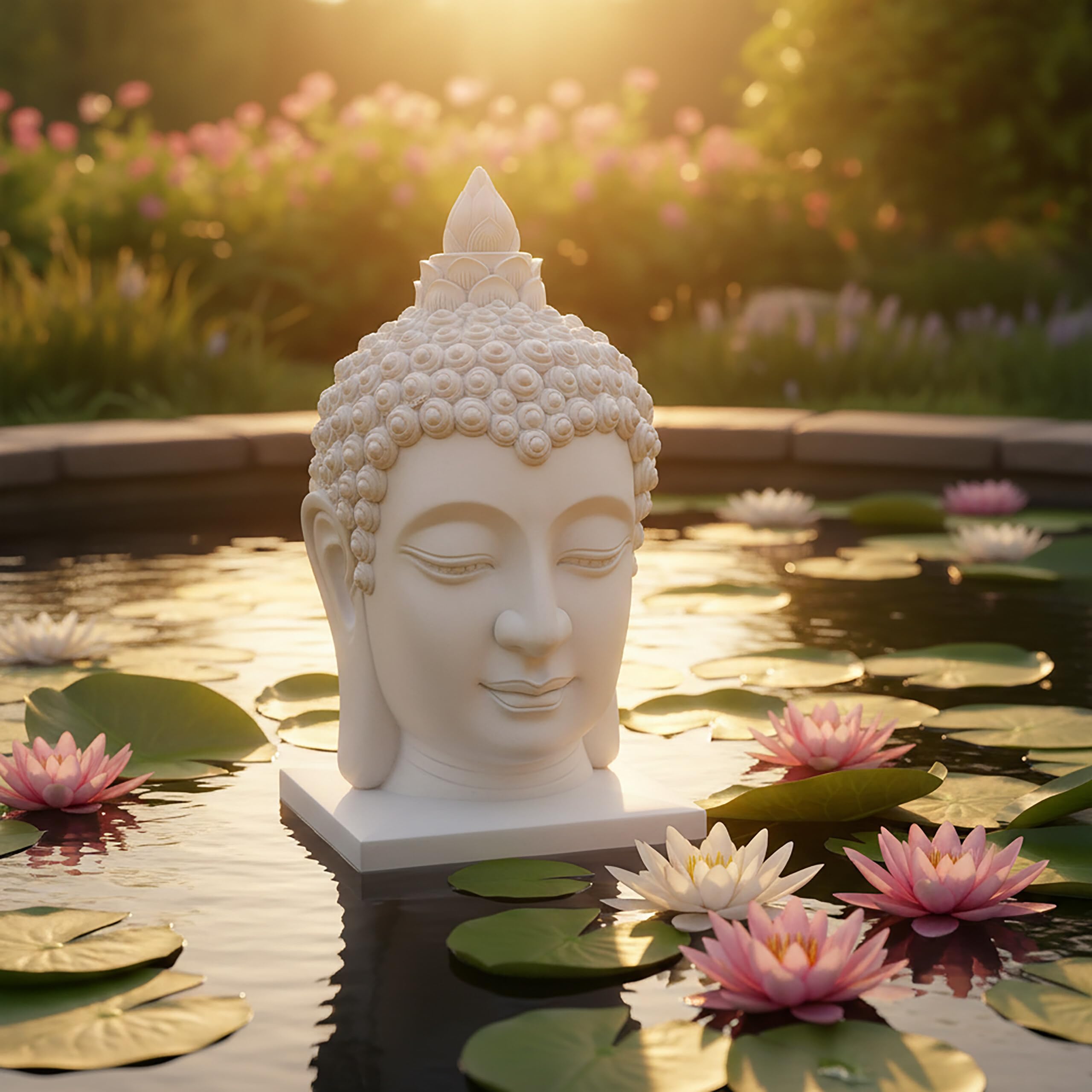 Relaxdays Tête de Bouddha 60×30×30 cm, déco Zen Salon & Jardin, Figurine décorative, résistante intempéries et Gel