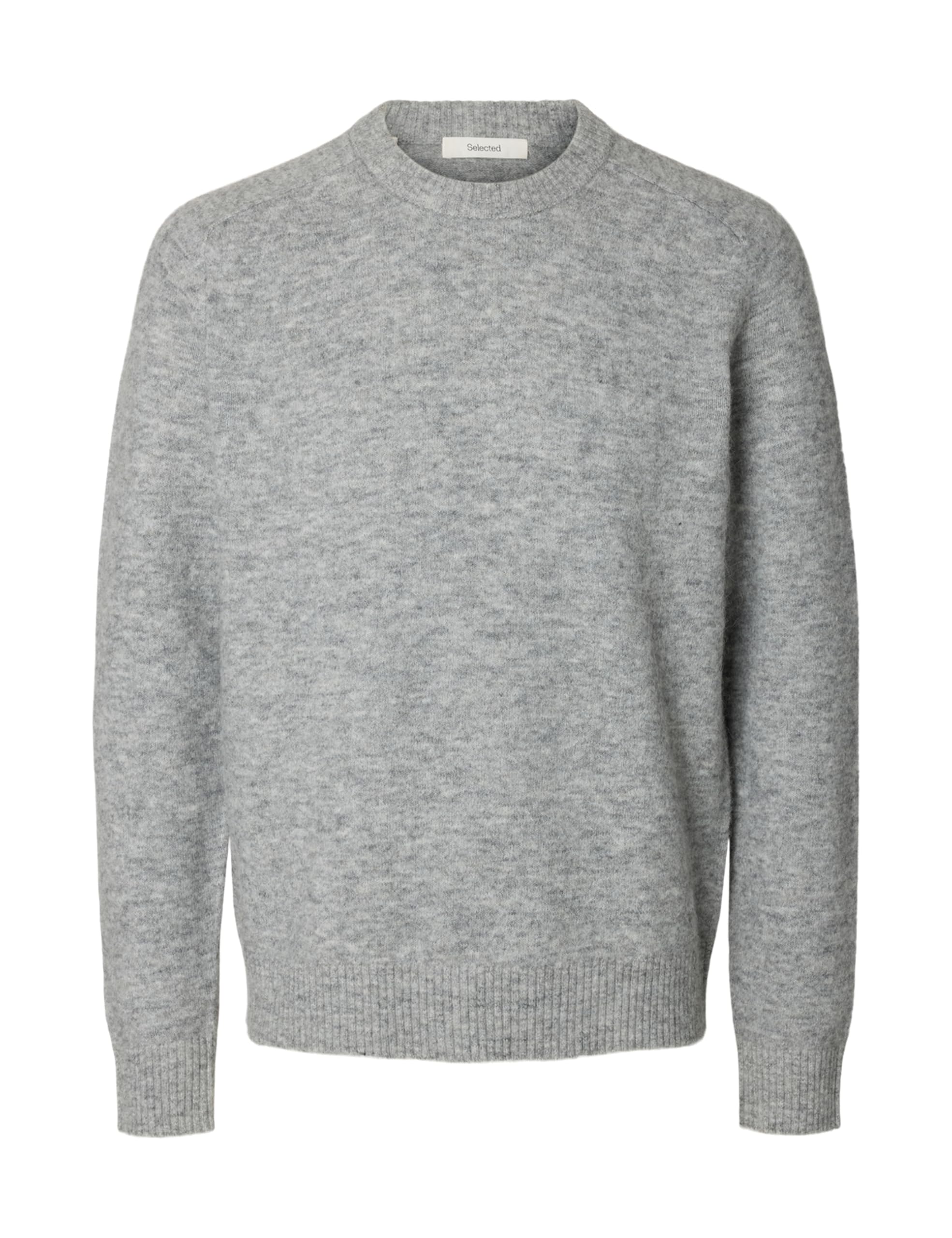 SELECTED HOMME Male Long Sleeve Knitted Jumper, Light Grey Mix, L