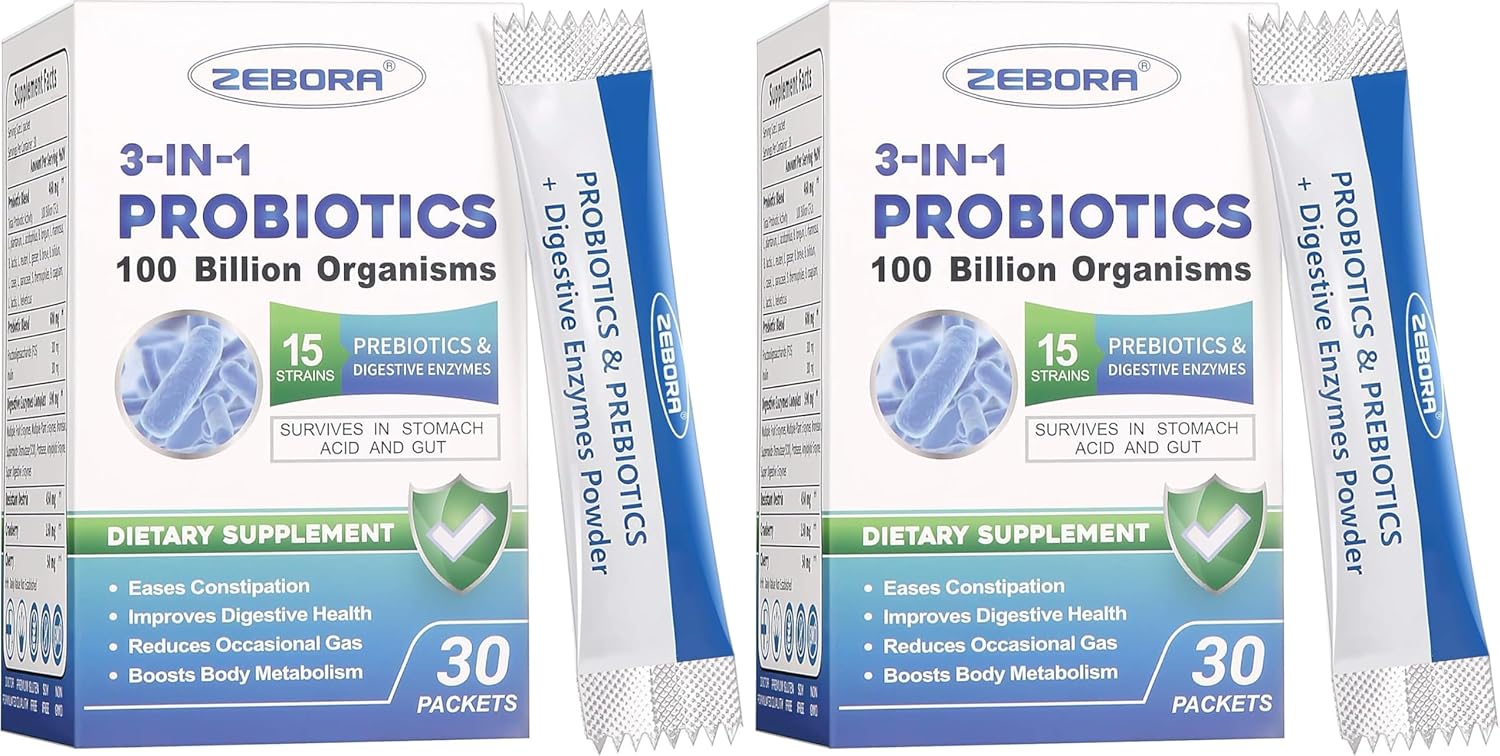 Probiotics for Women & Men - 100 Billion Plus Digestive Enzymes & Prebiotics, Highest Potency 3-in-1 Complete Probiotics for Digestive Health, Immune Support (Pack of 2)