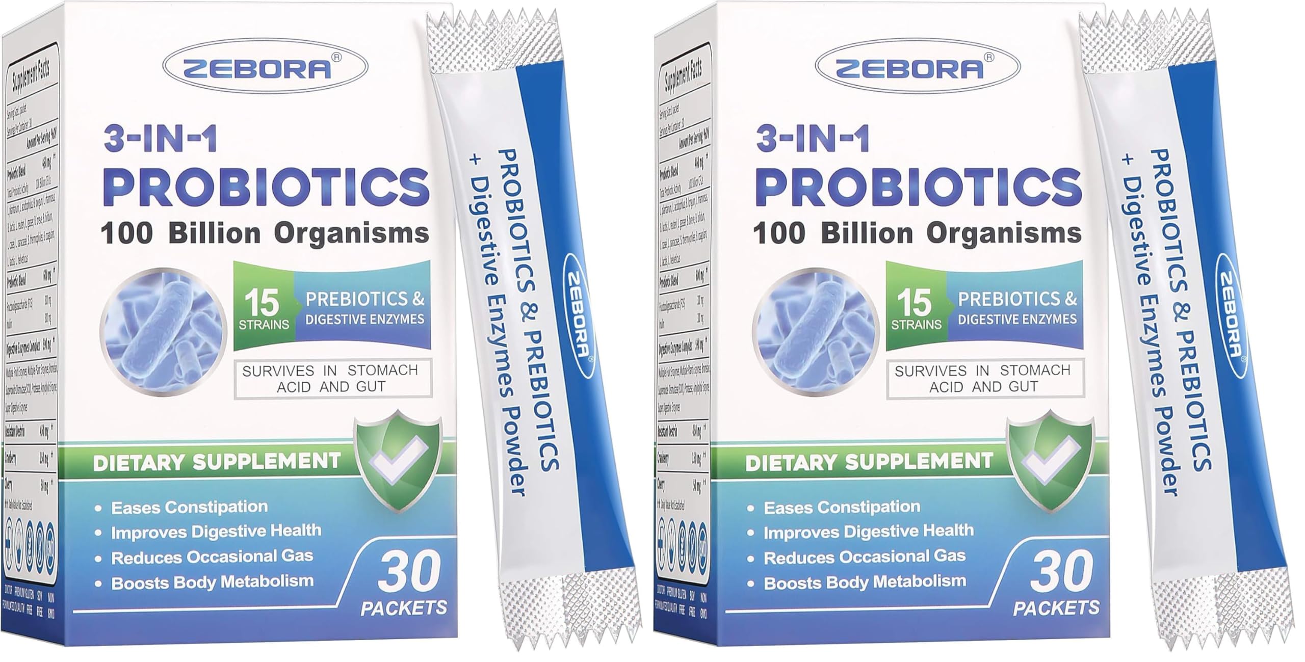 ZEBORA Probiotic Powder for Women & Men, 100 Billion CFU, 30 Packets — Amazon image 7