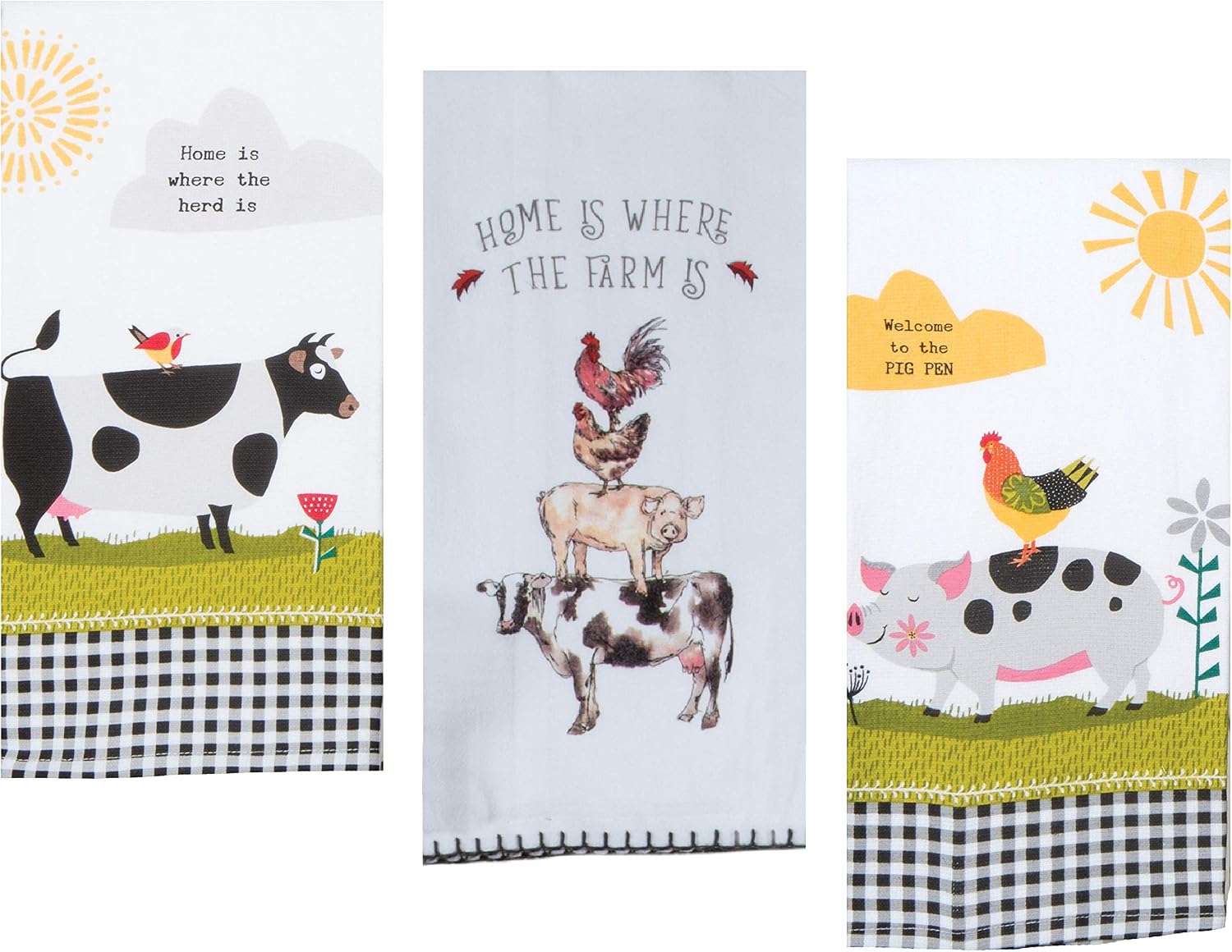 Farmhouse Kitchen Towels – 2-Pack Cow Pig Chicken Print, Absorbent, Hanging Tie Towels For Country Decor - View #12