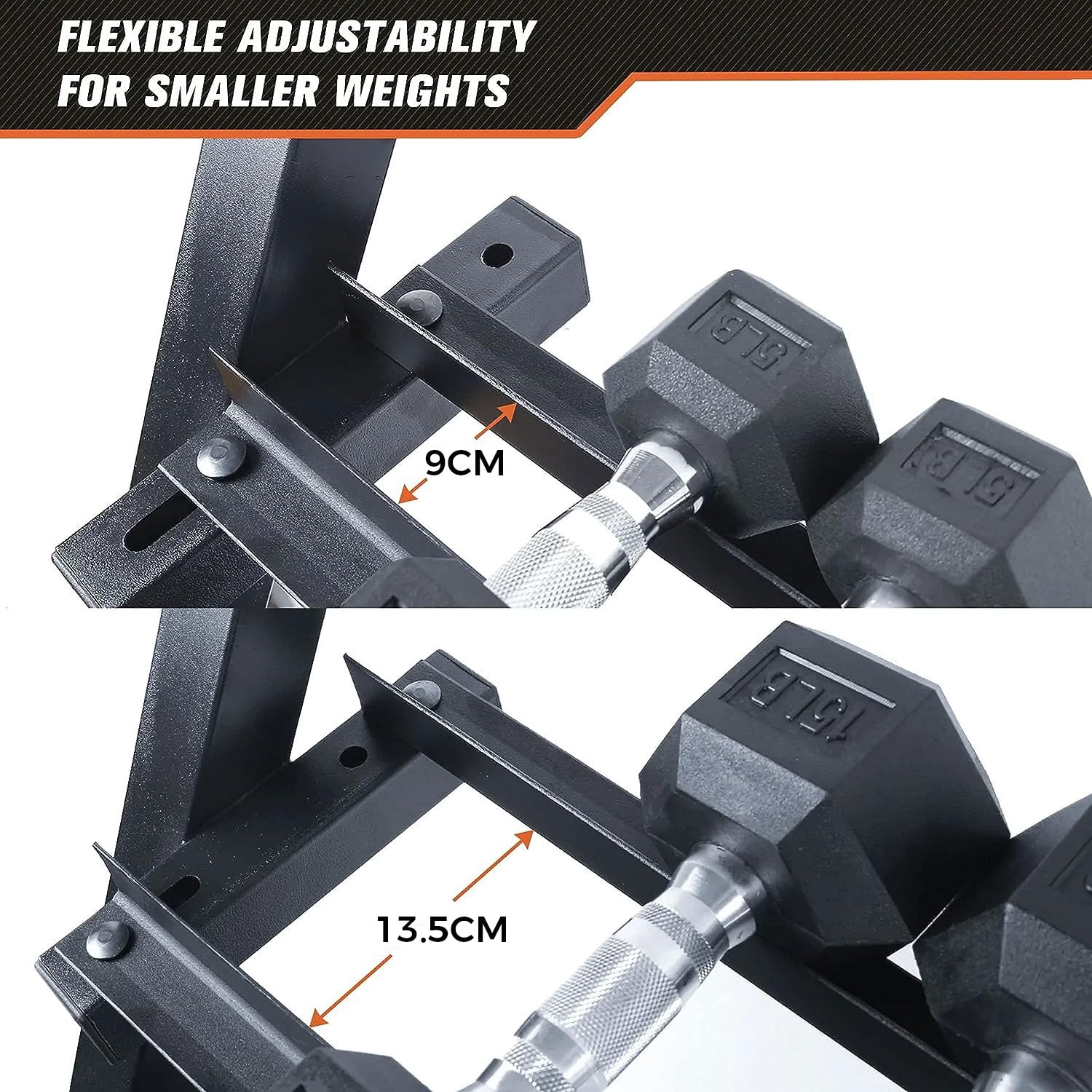 Zlinke Hantelständer Kurzhantelablage, 3 Regale Dumbbell Rack Multilevel Weight Storage Organizer 45 x 96 x 86 cm für Home Gym, Gewicht Rack für Hanteln, Kettlebells 500 Kilogramm