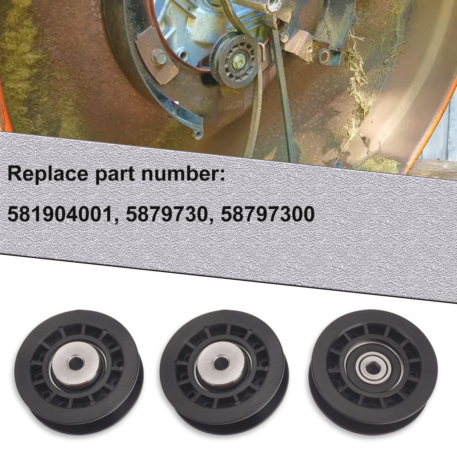 Polea tensora para cortacésped 587973001 para modelos Husqvarna HU675AWD, HU725AWD, HU700AWD, HU725AWD, para modelos Poulan PR675AWD, PR675AWD, sustituye a 5879730, 581904001 (587973001) Polea