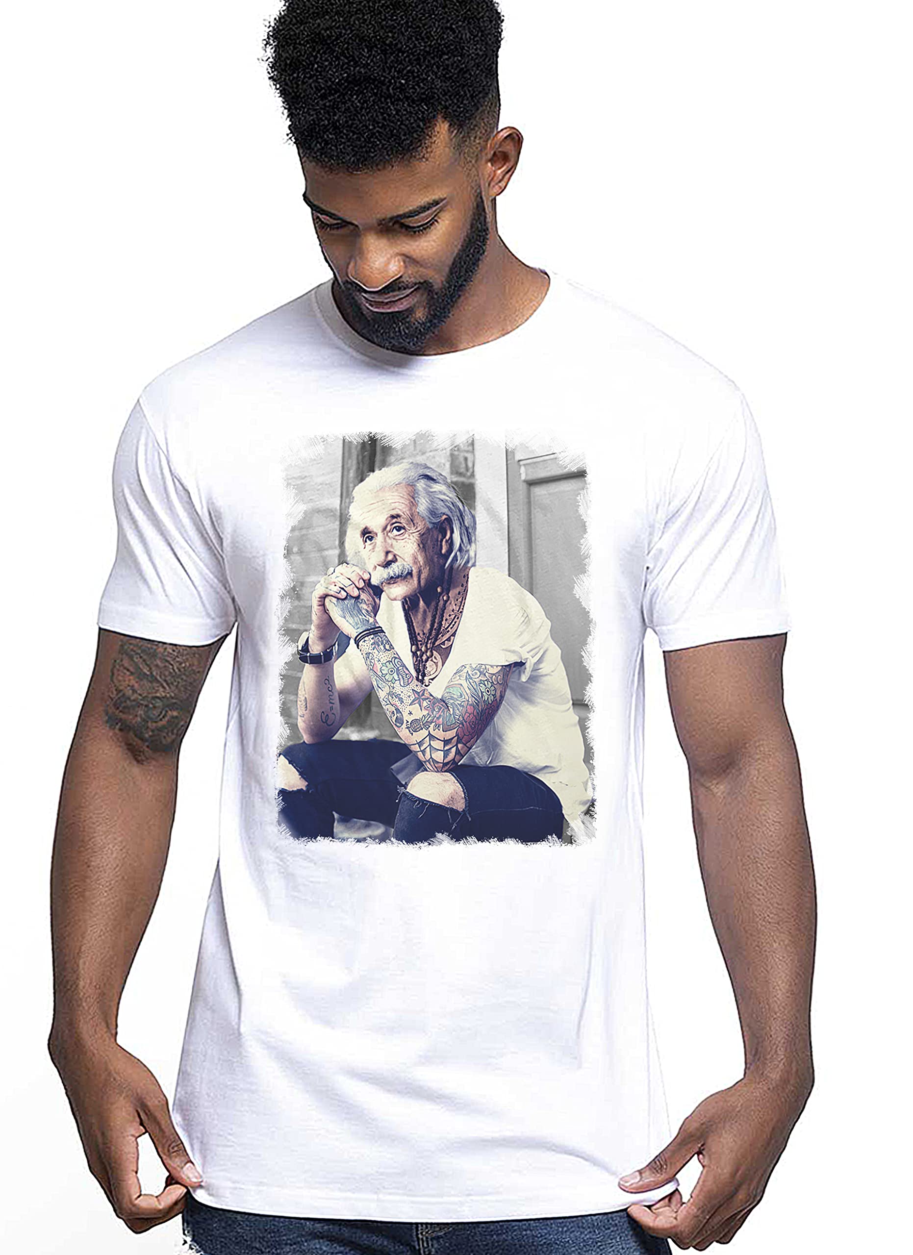 GenericoEinstein Genius Tattooed Color & Grey Item 18-84 Men's Fashion 100% Combed Cotton