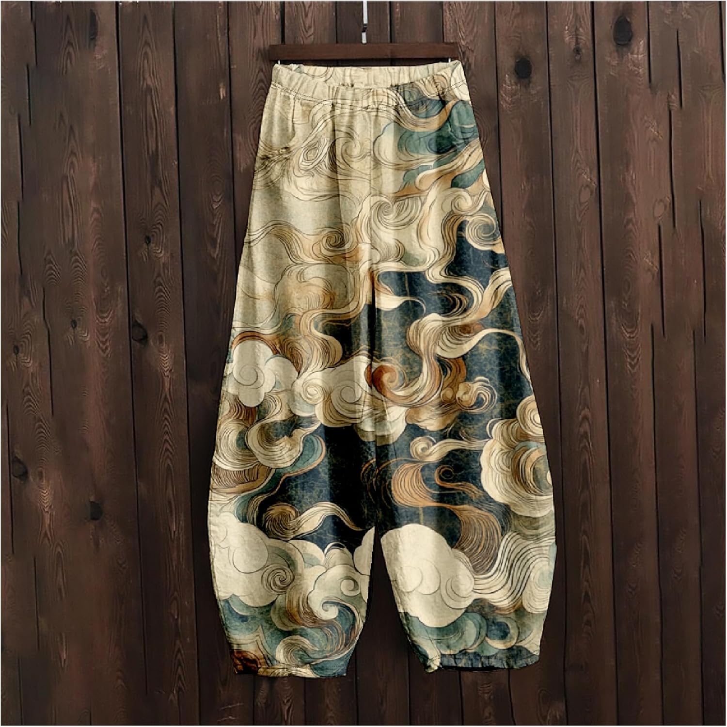 Japanese Ink Painting Pants Waist Elastic Wide Leg Sweatpants Ethnic Baggy Trouser Casual Boho Spring Fall Pant - Image 3