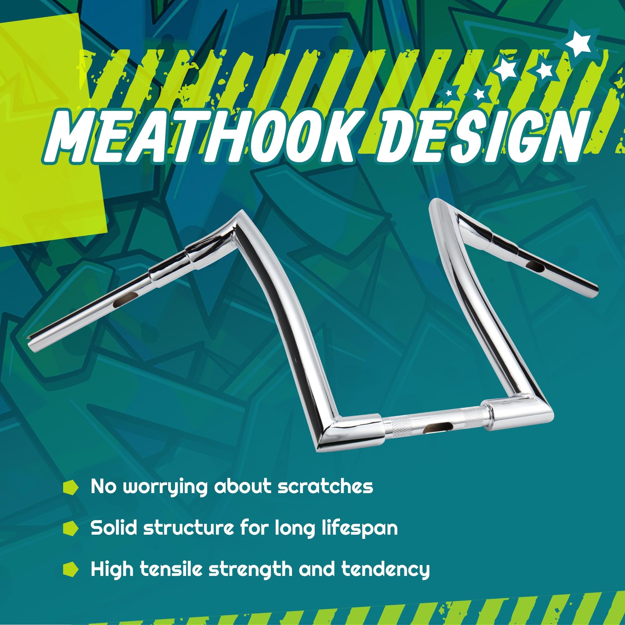 MoKitDora Softail Dyna Pre-wired Handlebar 14" Rise Ape Hangers 1.5" Fat 1" Clamp Bars For 2016 - View #5