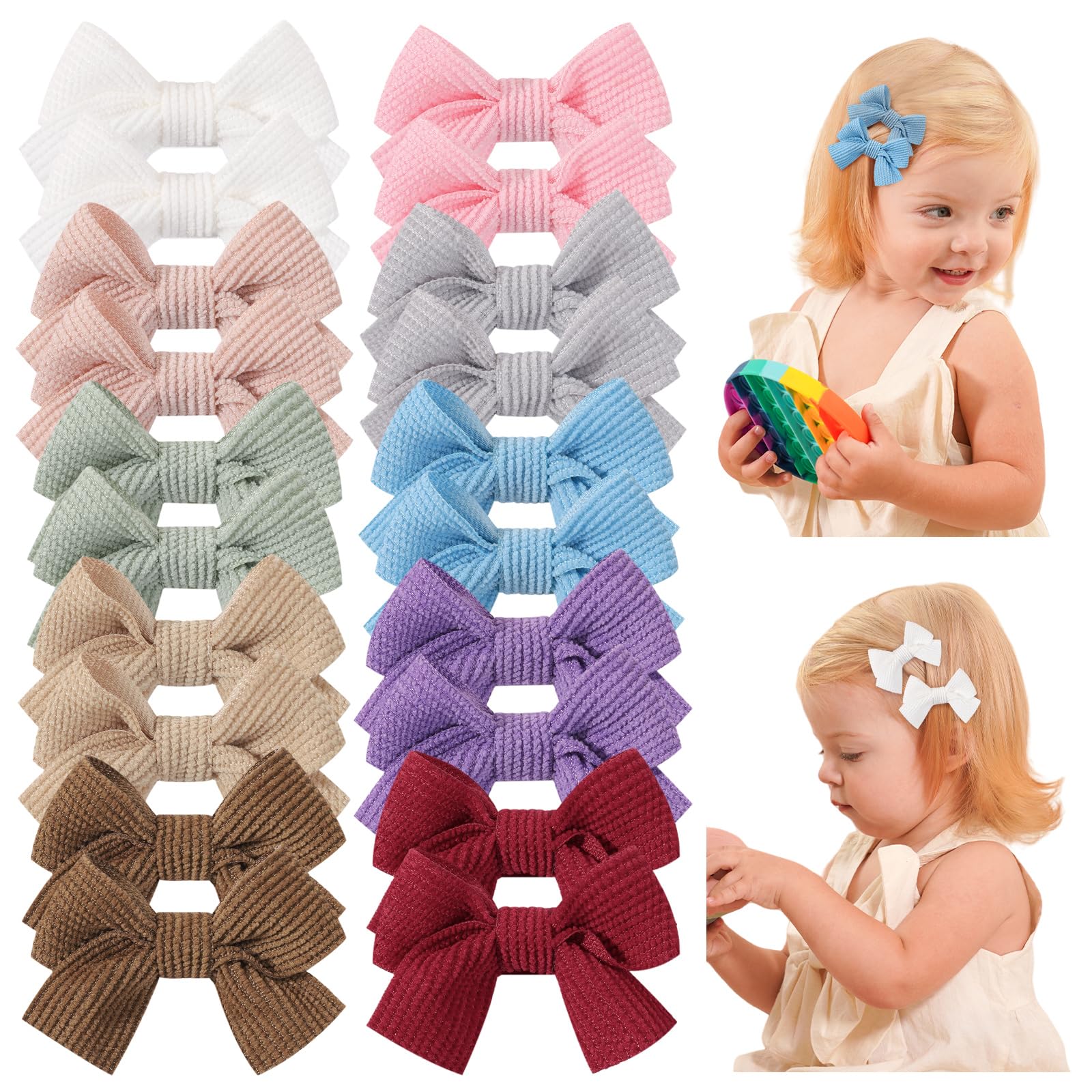 Jollybows 20 Stück Baby Mädchen Haarschleifen, 2 Zoll / 5 cm Haarspangen Haarklammern Haarclips Spangen Baby Haarschmuck für Mädchen Kinder Teenager Damen (Gemischte Farbe D)